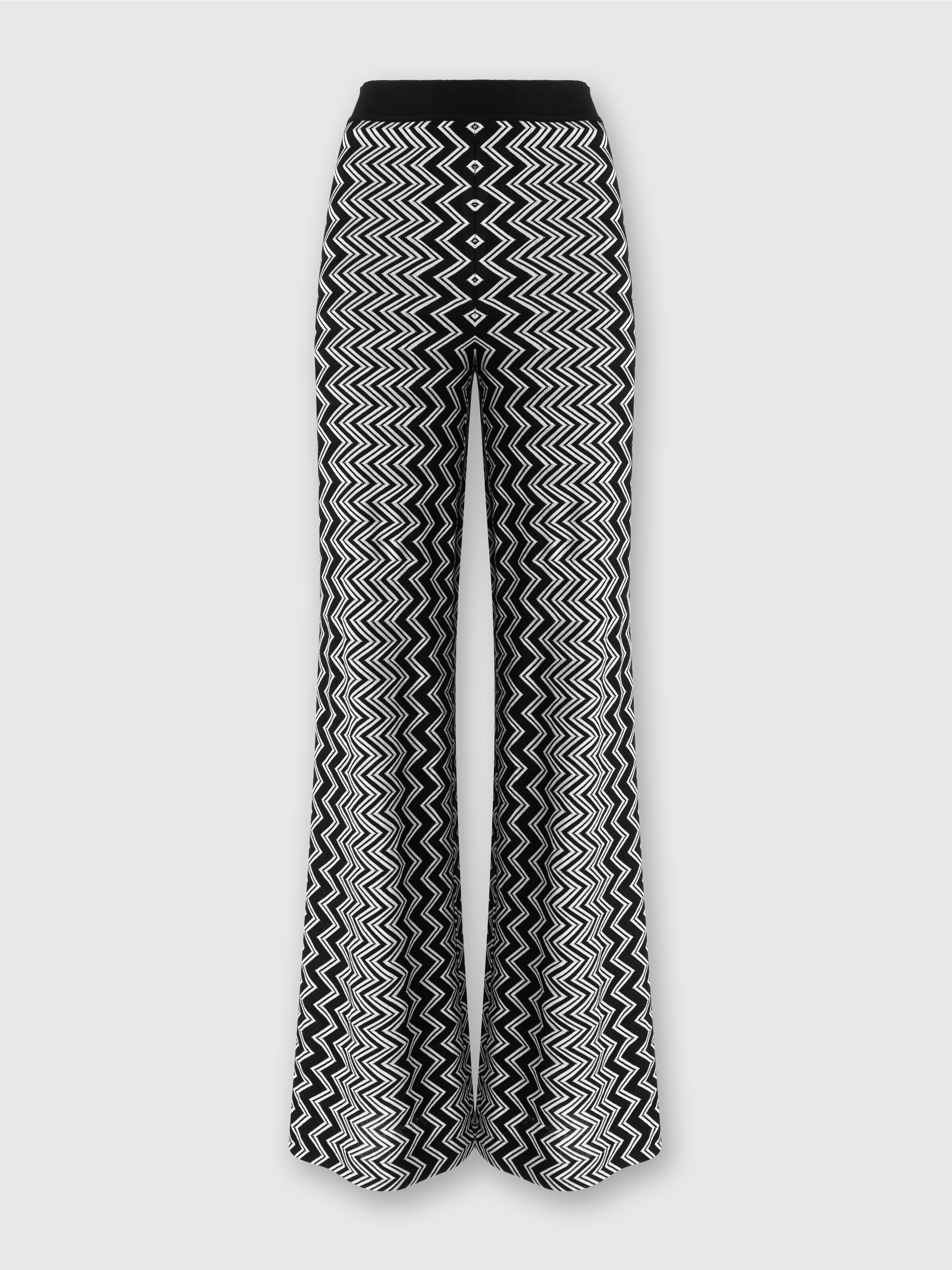 Zigzag wool and viscose trousers, Black & White - 0
