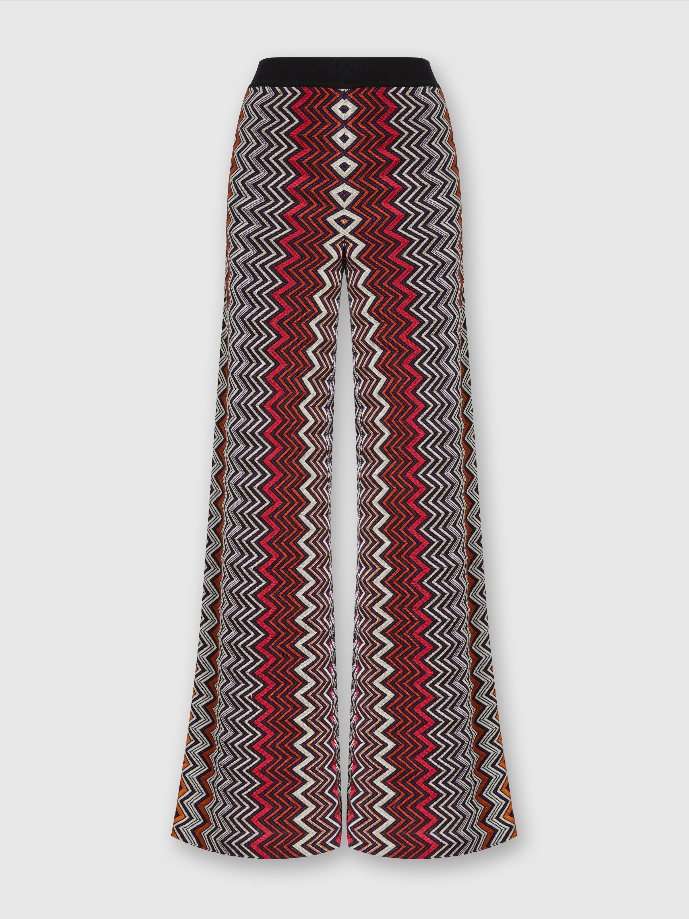 Zigzag wool and viscose trousers, Multicoloured  - 0