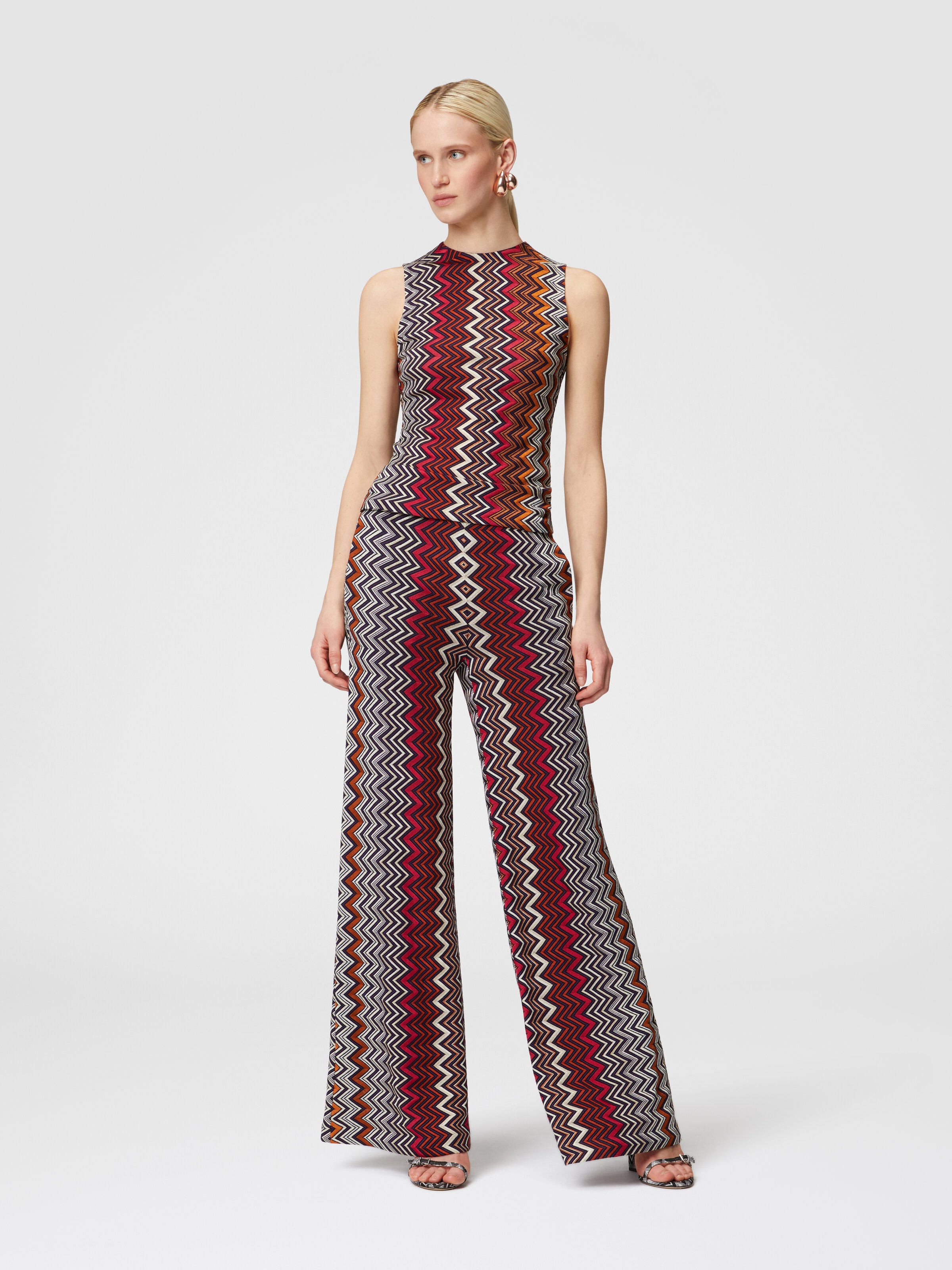 Zigzag wool and viscose trousers, Multicoloured  - 1