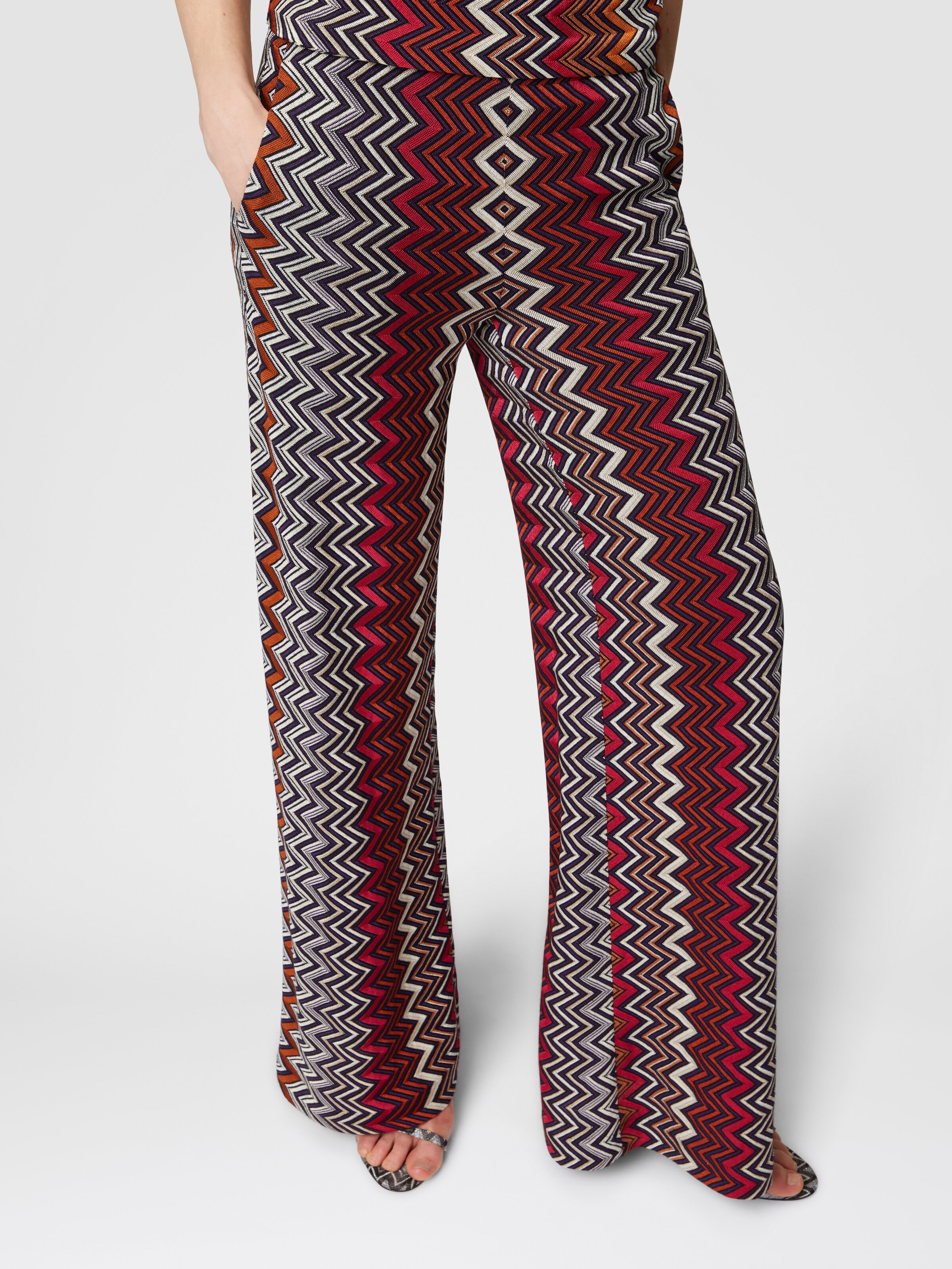 Zigzag wool and viscose trousers, Multicoloured  - 3