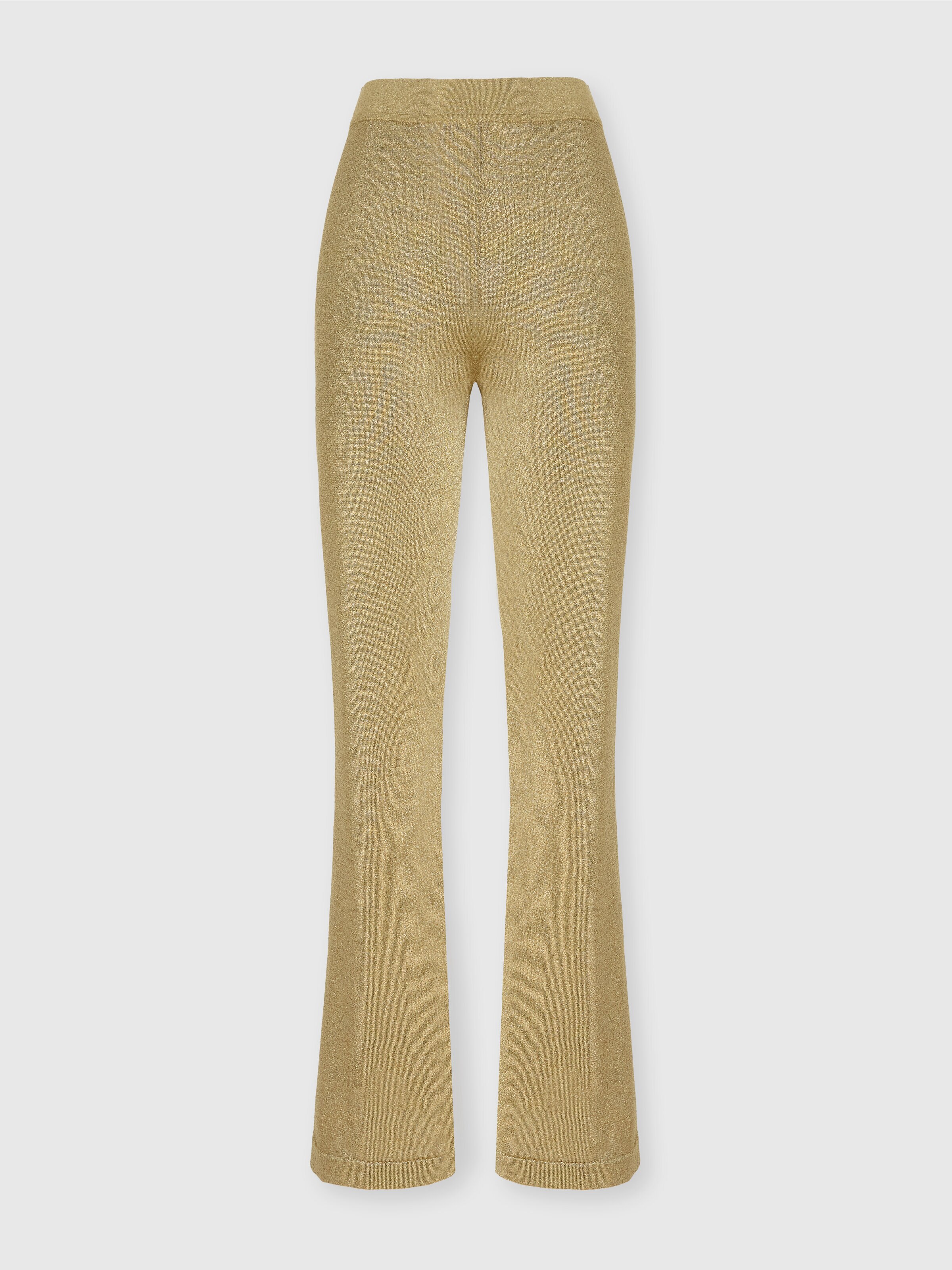 Flare trousers in glitter-effect viscose, Black & Gold - 0