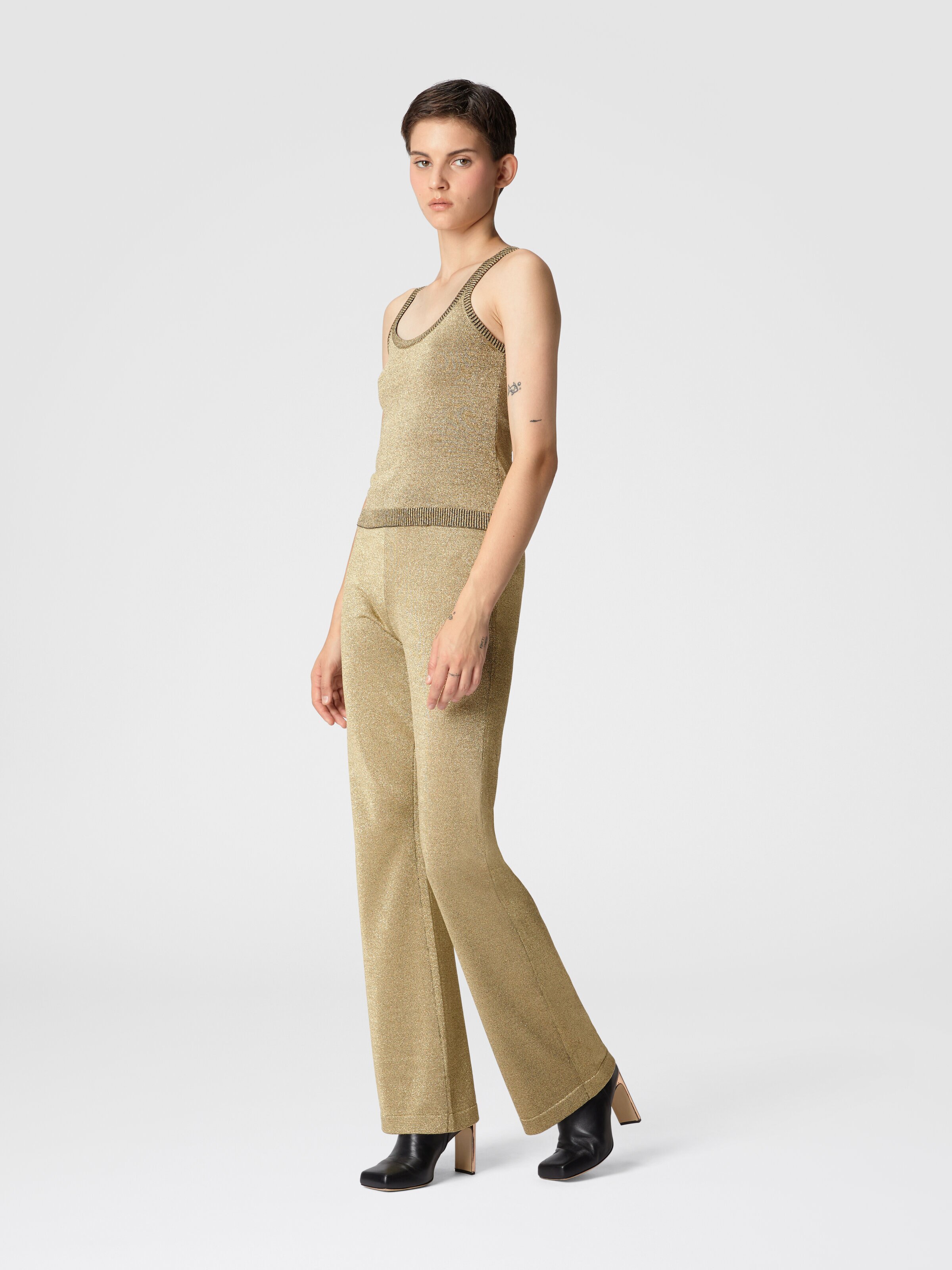 Flare trousers in glitter-effect viscose, Black & Gold - 1
