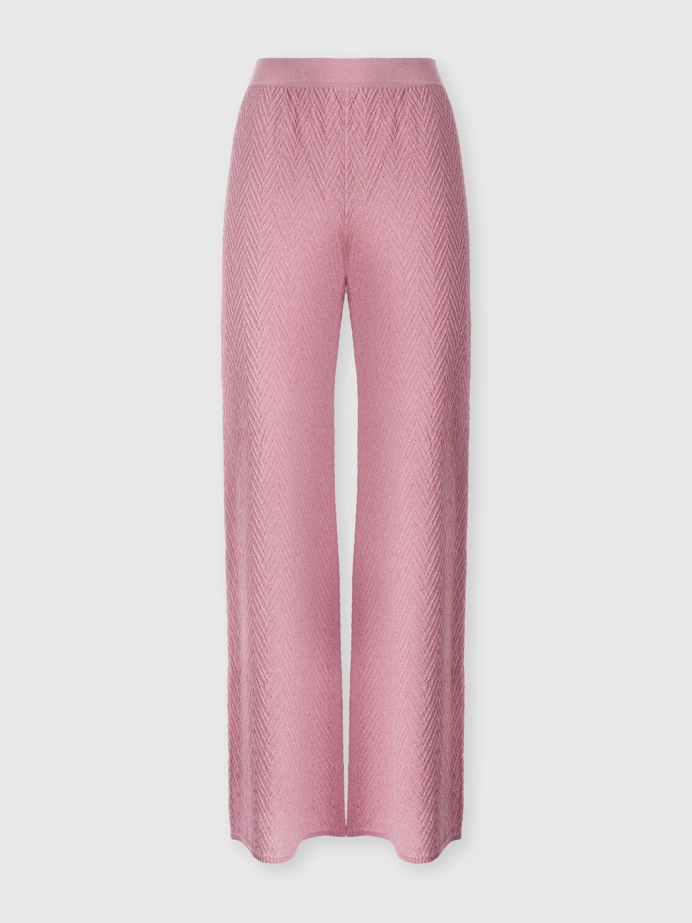 Pantalone lungo taglio dritto in jaquard, Rosa   - 0