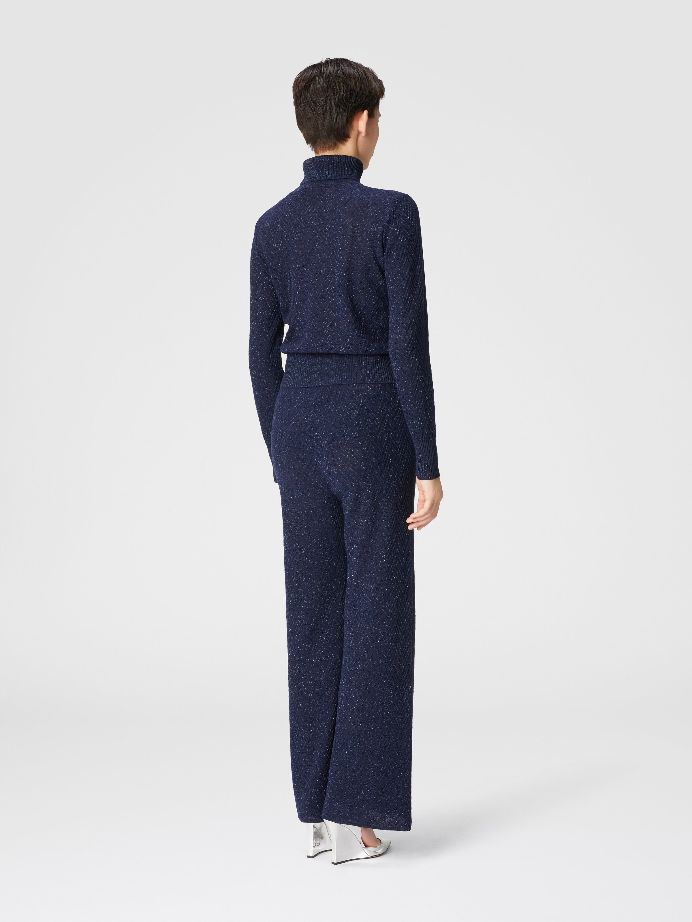 Straight-leg jacquard trousers, Blue - 2