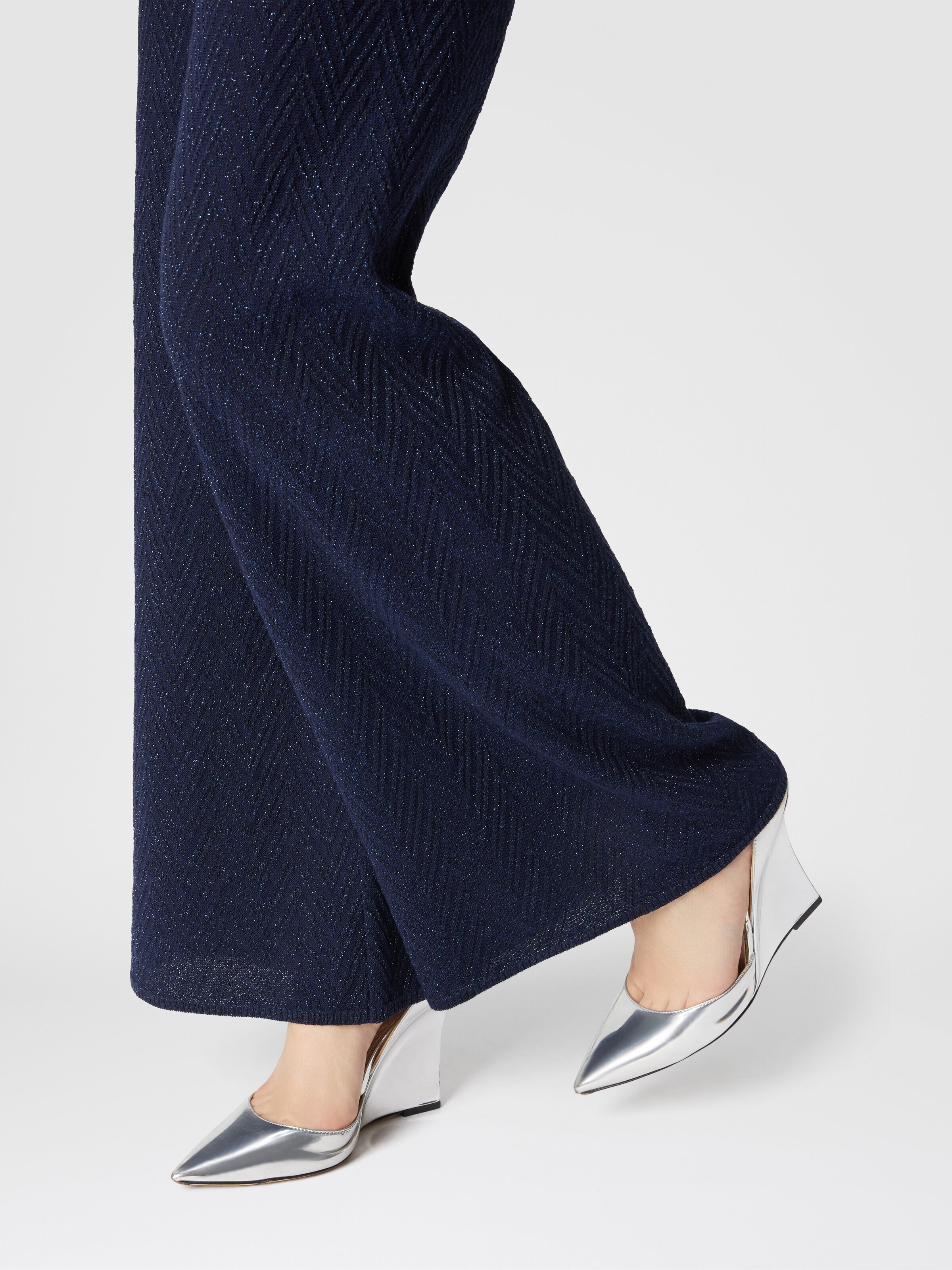 Straight-leg jacquard trousers, Blue - 4