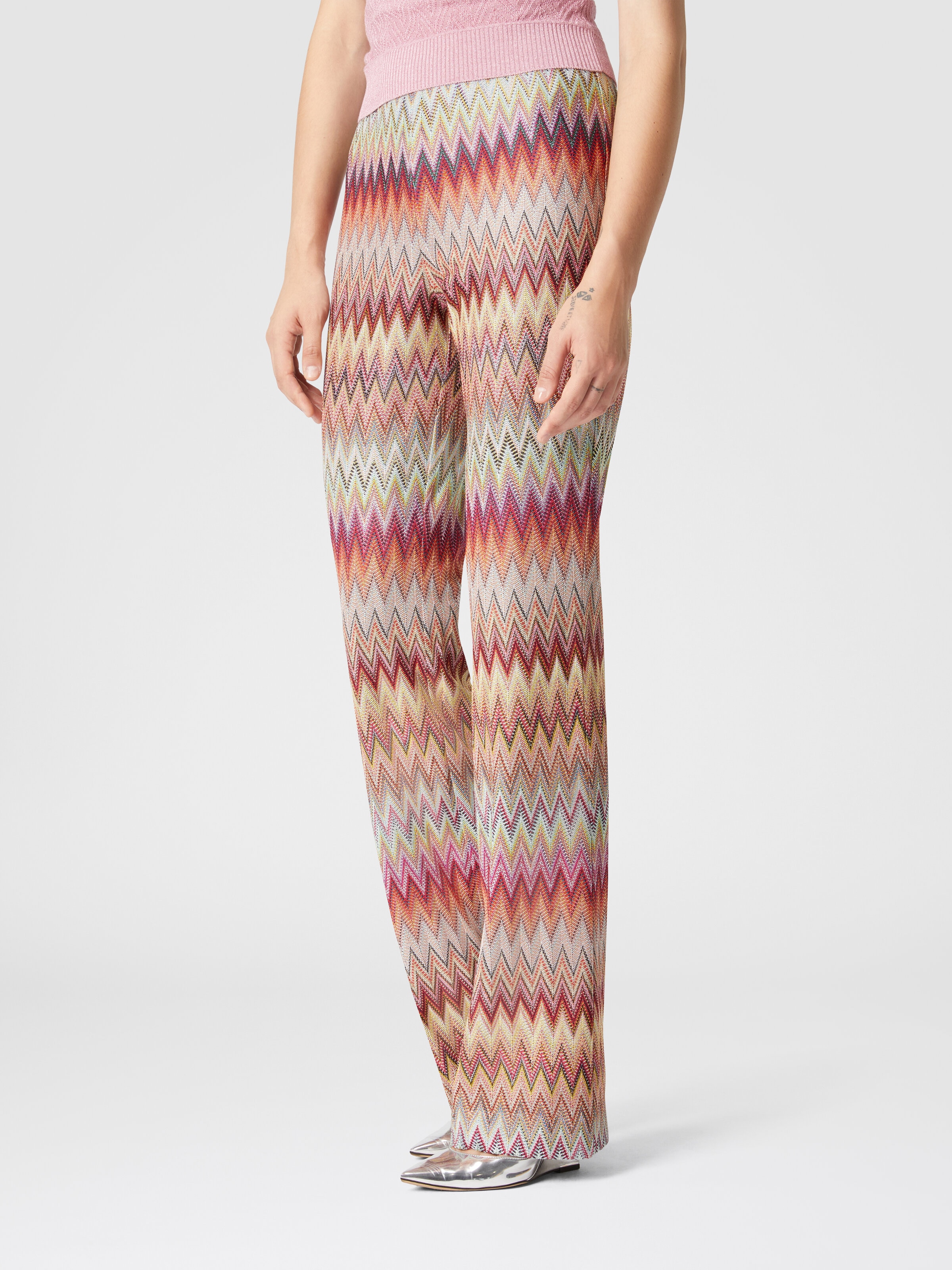 Ausgestellte Zickzack-Strickhose aus Spitze, Mehrfarbig  - 3