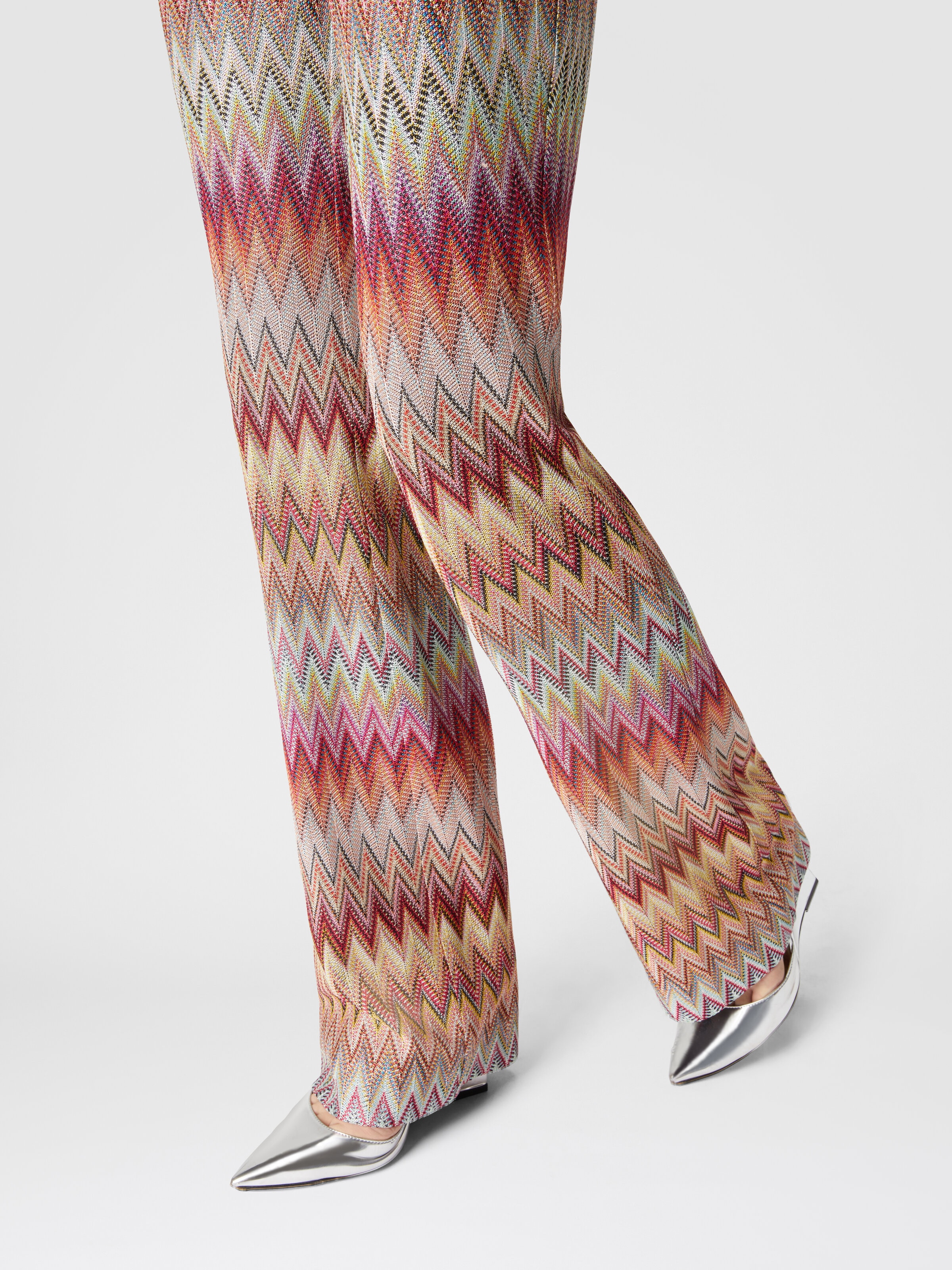 Ausgestellte Zickzack-Strickhose aus Spitze, Mehrfarbig  - 4