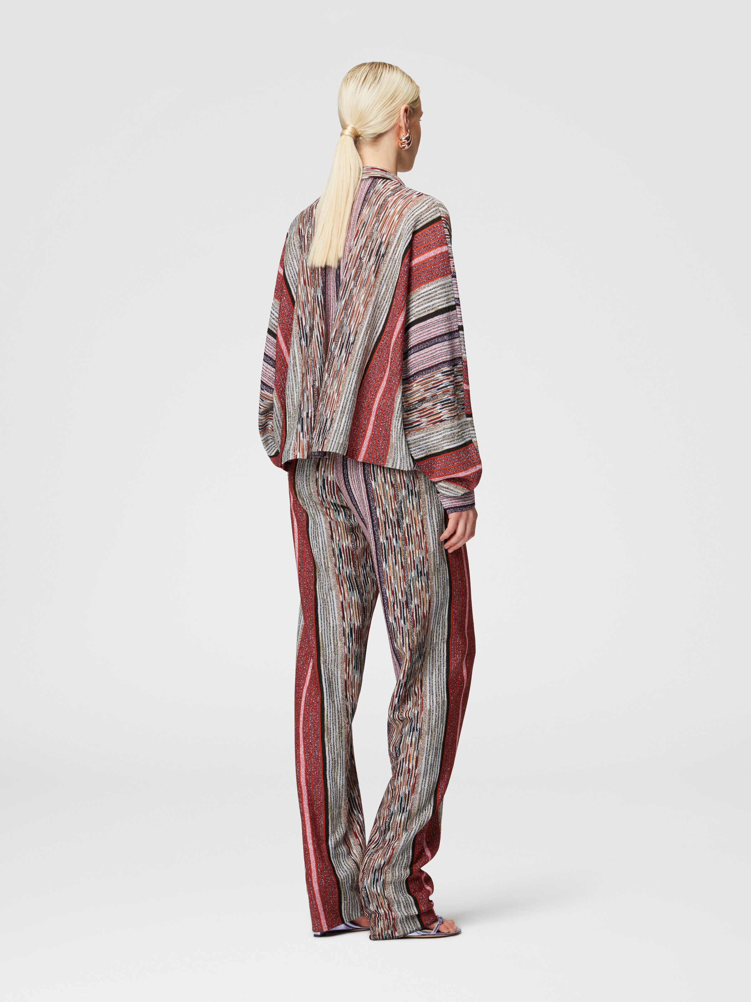 Blouse with lamé viscose scarf collar, Multicoloured  - 2