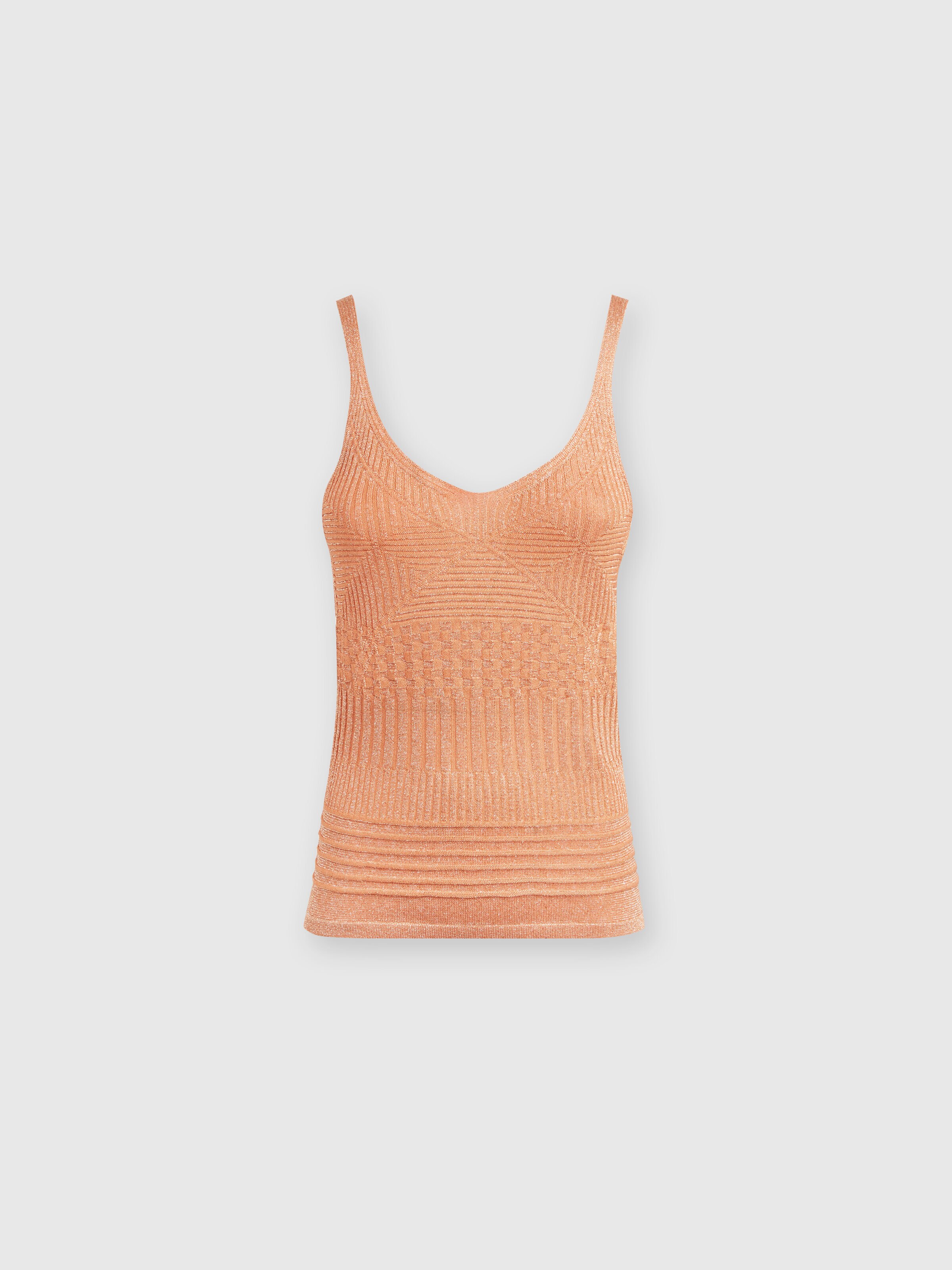 Lamé multi-processing viscose tank top, Orange Multicoloured  - 0