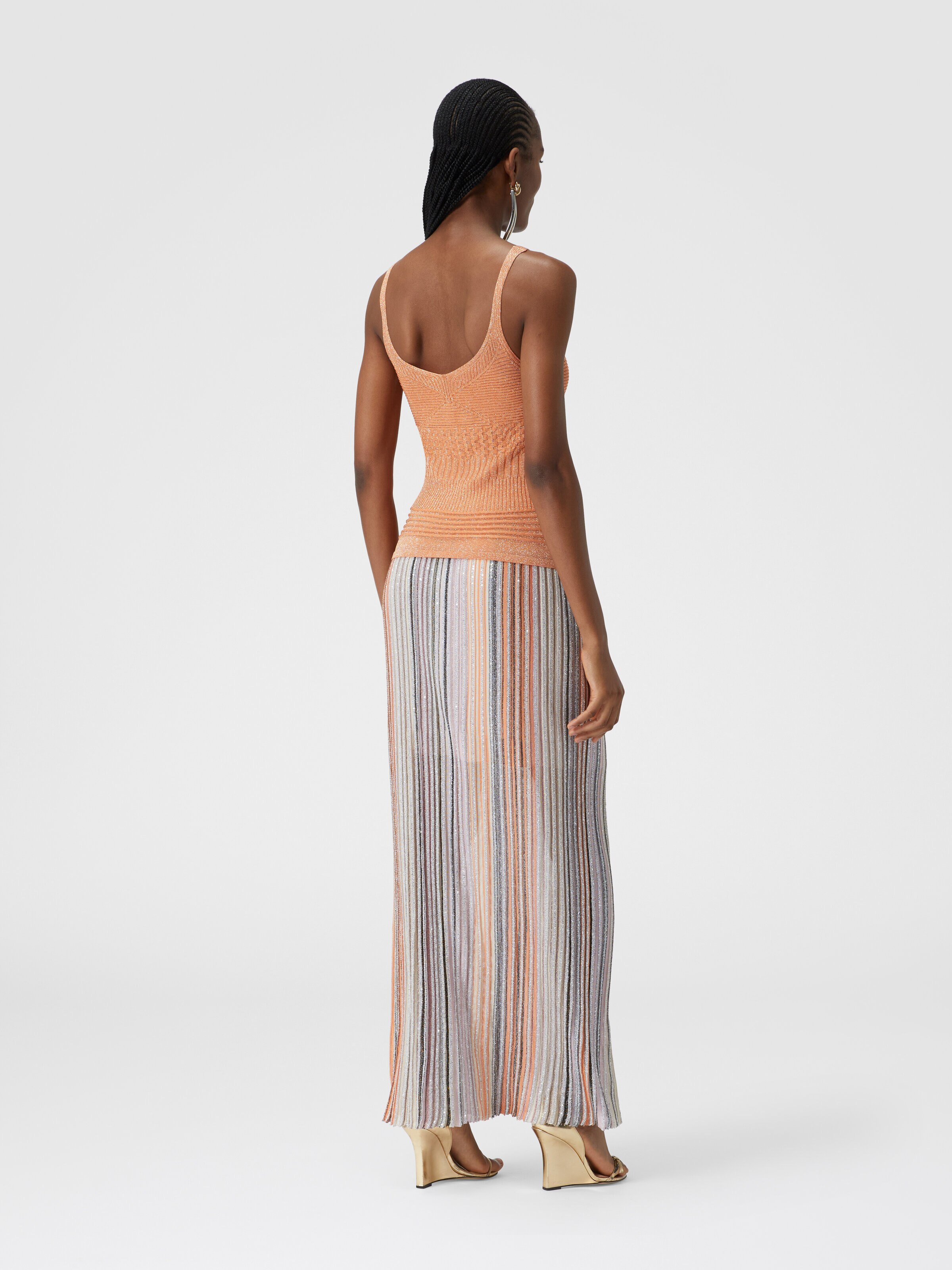 Lamé multi-processing viscose tank top, Orange Multicoloured  - 2
