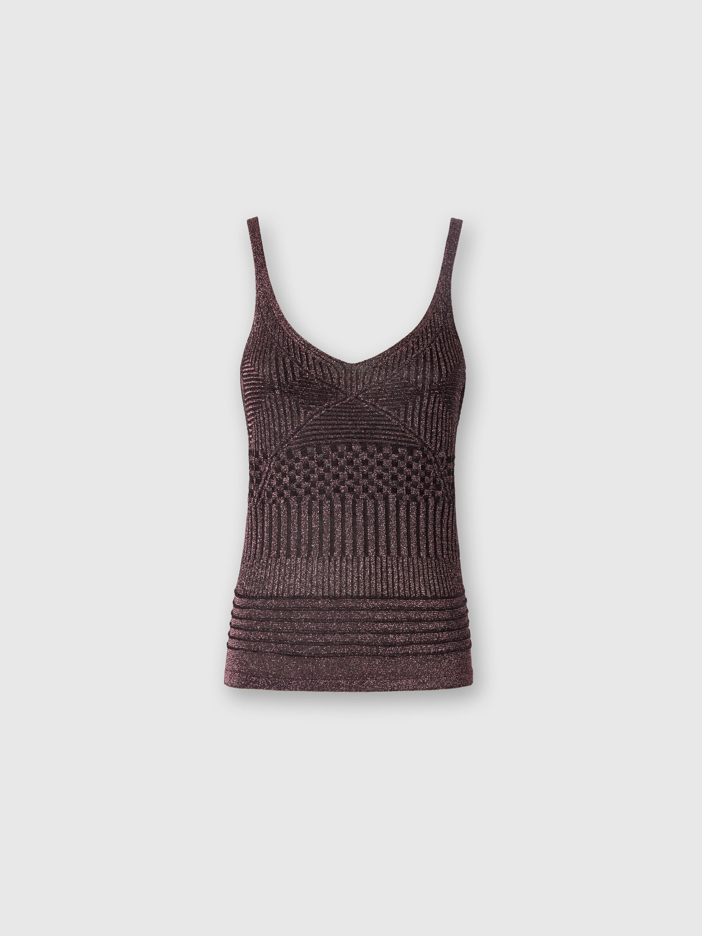 Lamé multi-processing viscose tank top, Black & Multicoloured  - 0