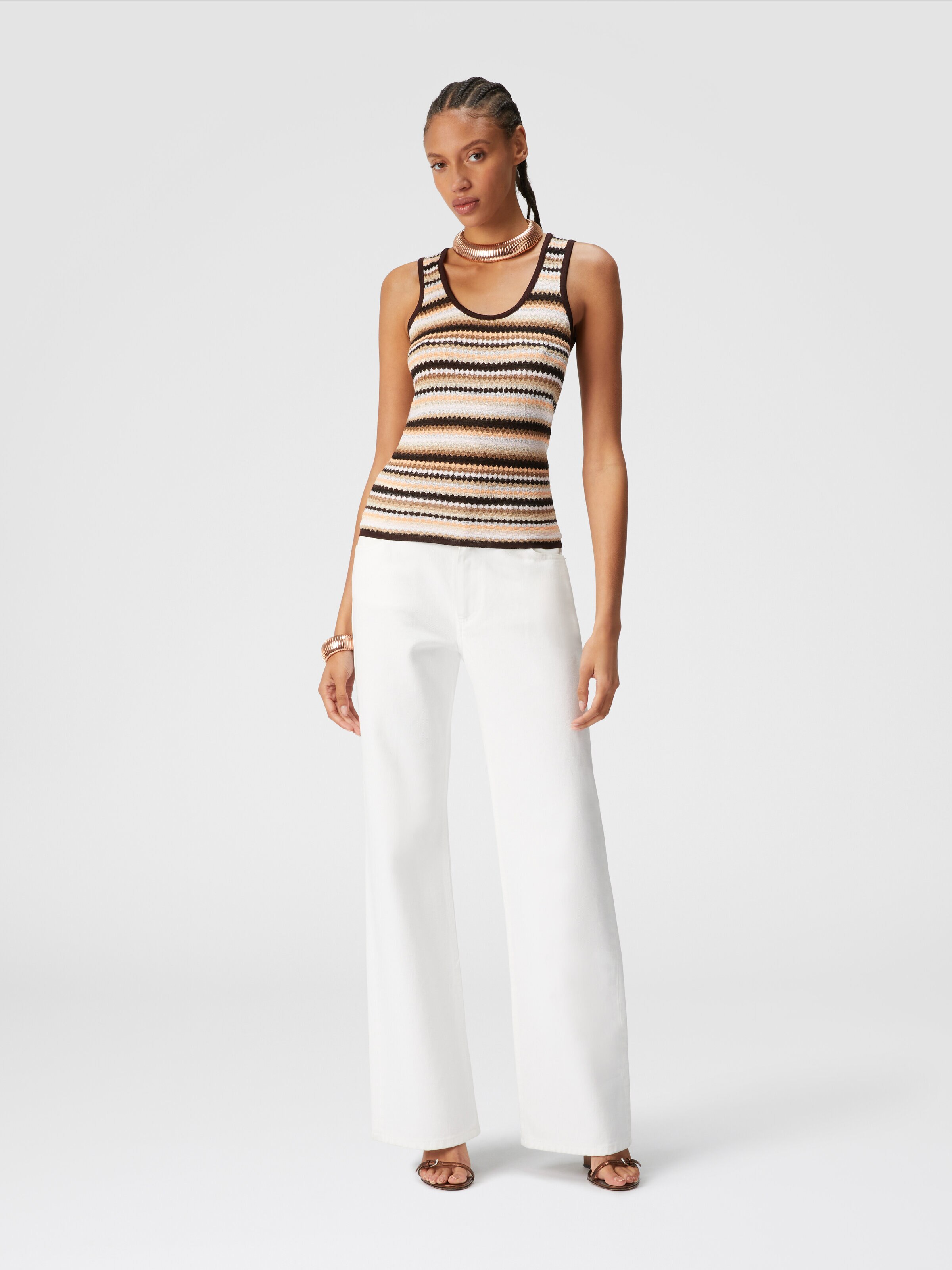 Striped cotton and viscose tank top, Multicoloured  - 1