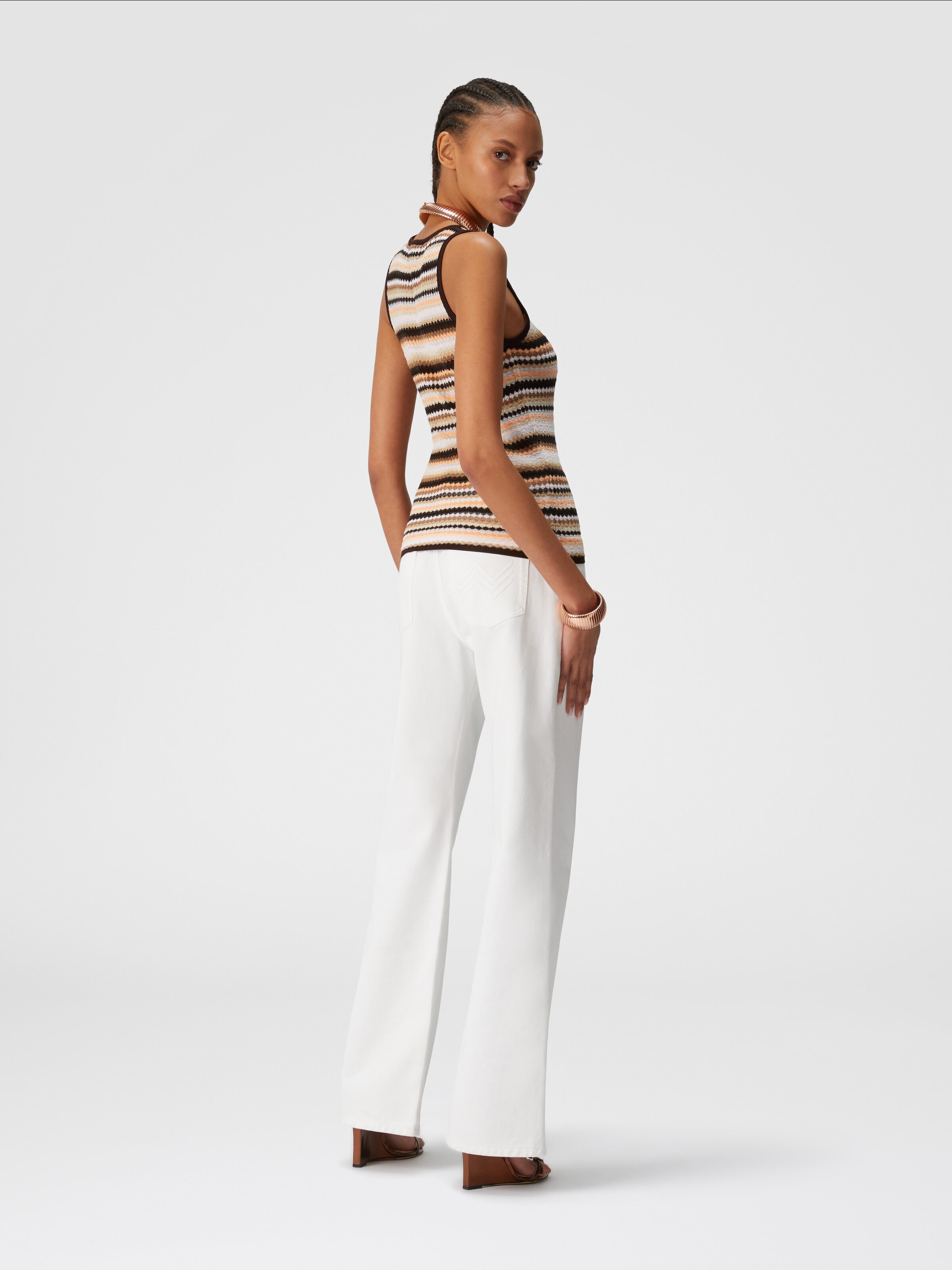 Striped cotton and viscose tank top, Multicoloured  - 2