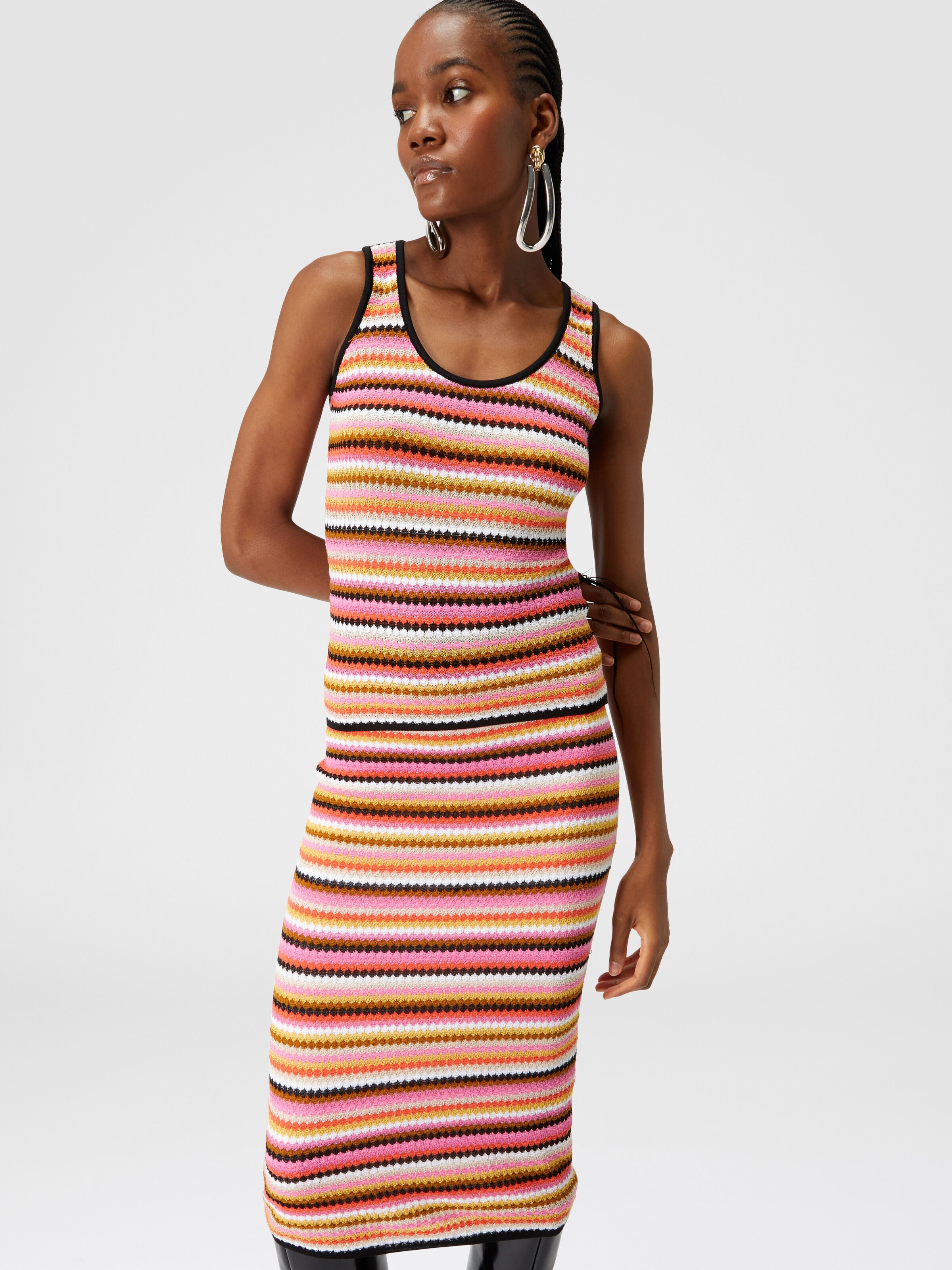 Striped cotton and viscose tank top, Multicoloured  - 3