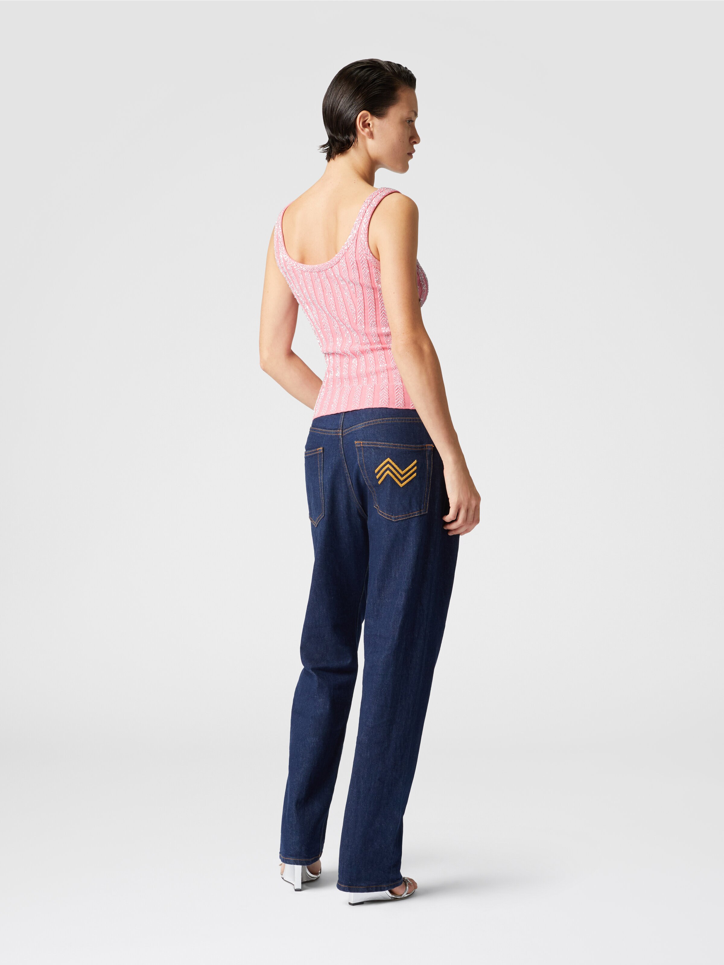 Zig zag ribbed tank top with sequins, Multicoloured  - 2