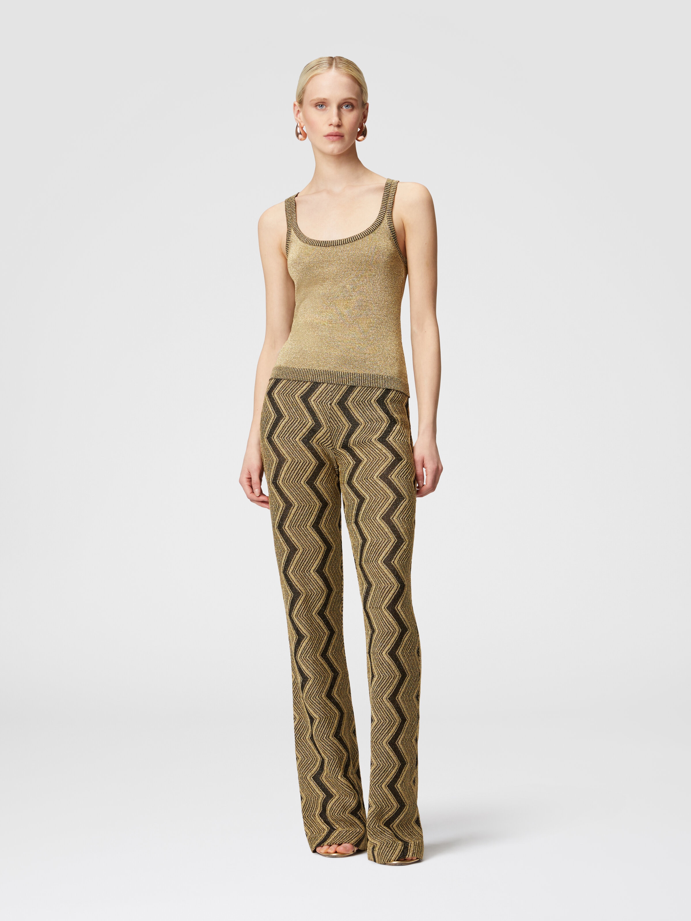Glitter-effect viscose tank top, Black & Gold - 1