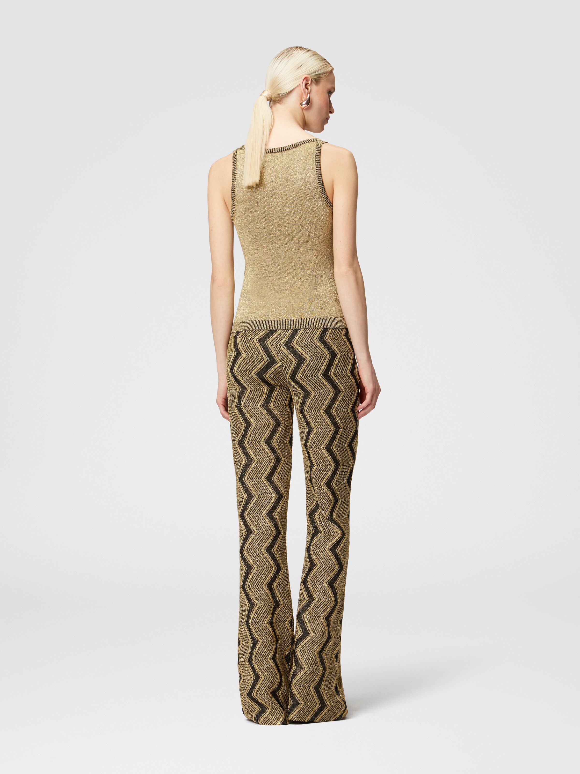 Glitter-effect viscose tank top, Black & Gold - 2