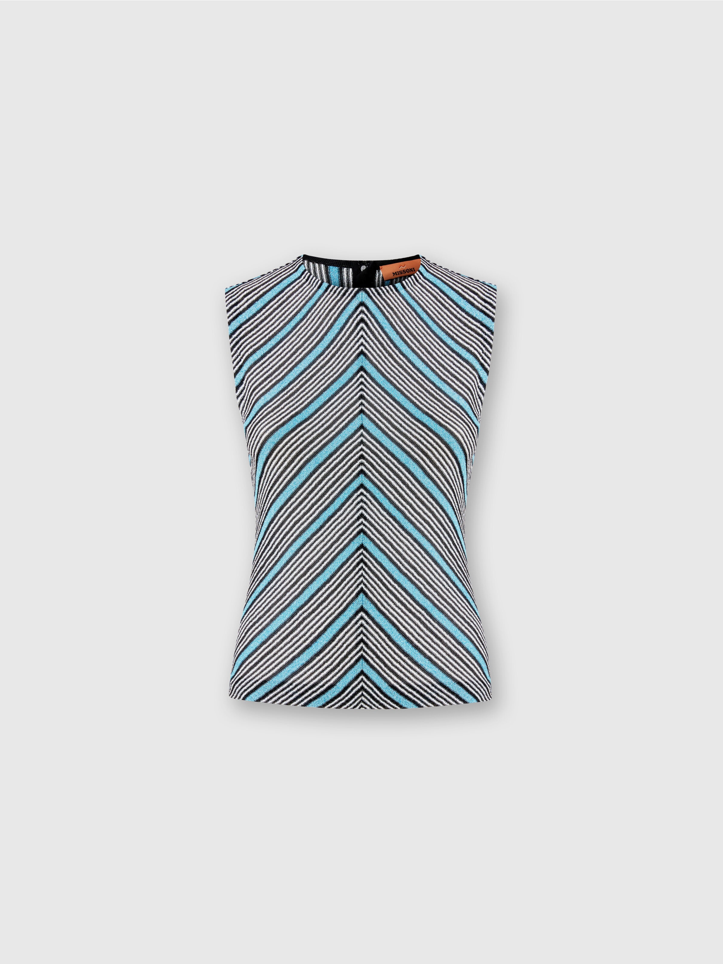 Top sans manches en viscose lamée rayée, Multicolore  - 0