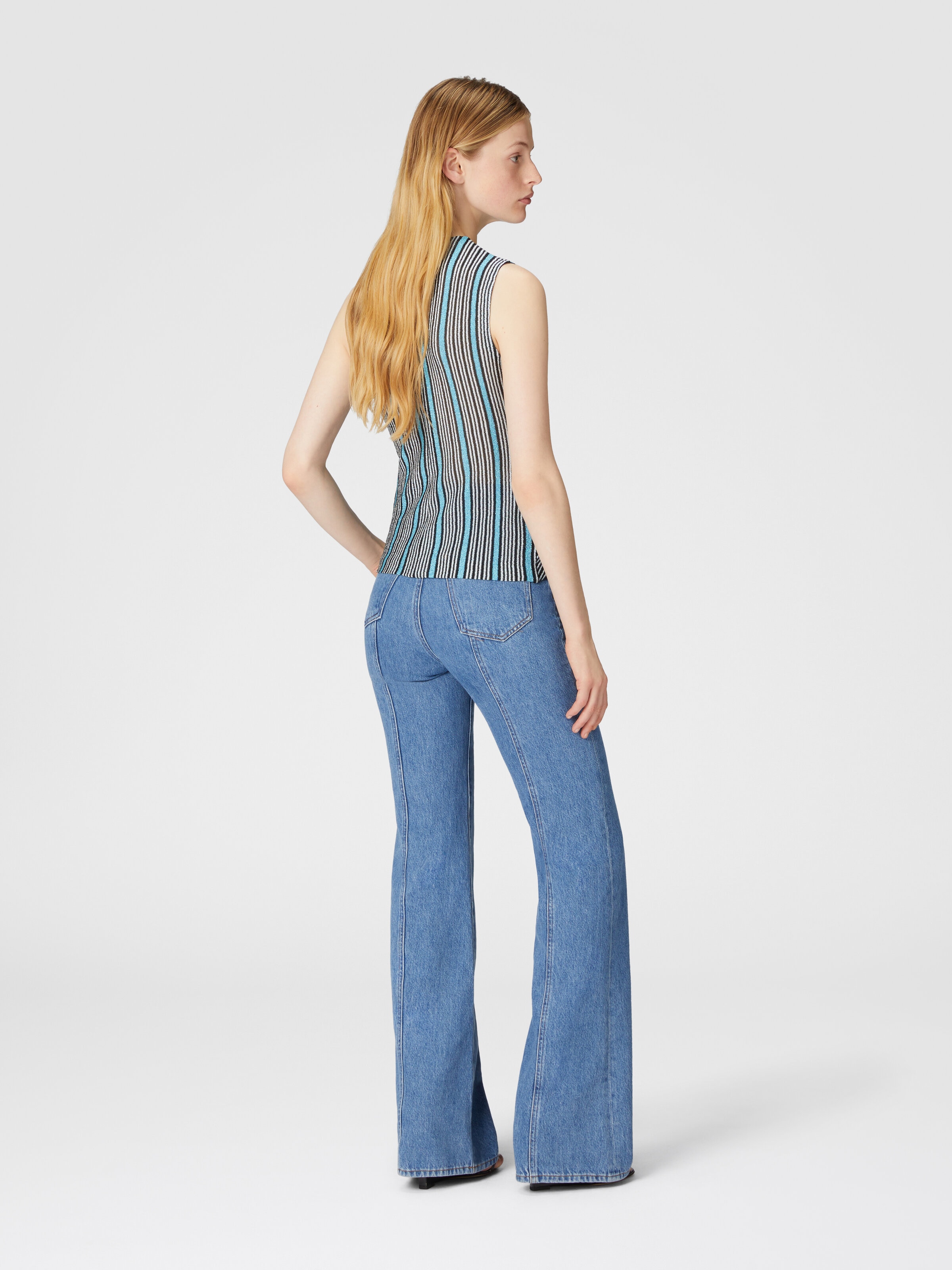 Top sans manches en viscose lamée rayée, Multicolore  - 2