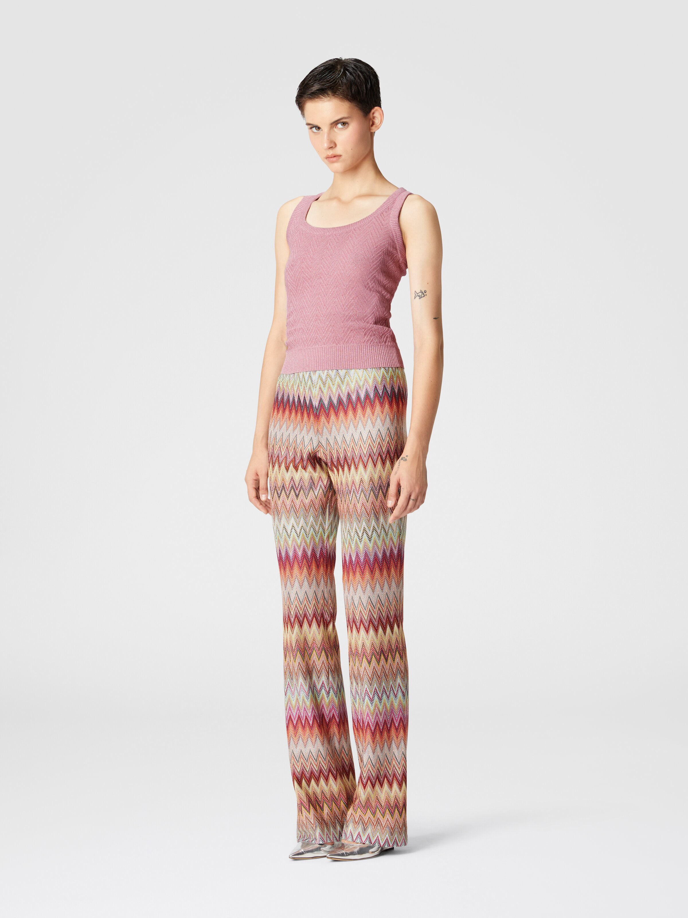 Top de tirantes con motivo chevron en jacquard, Rosa   - 1