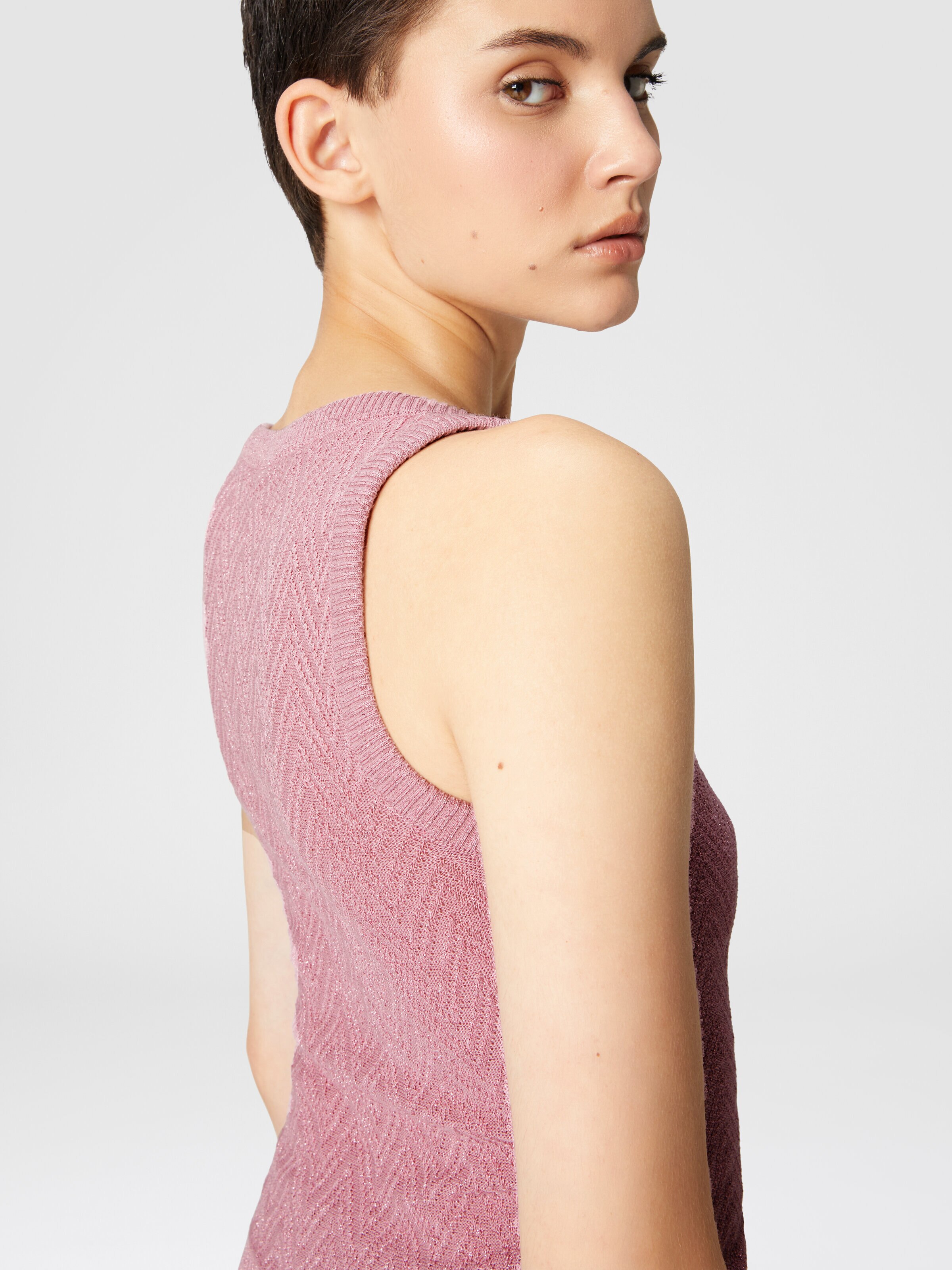 Top de tirantes con motivo chevron en jacquard, Rosa   - 4