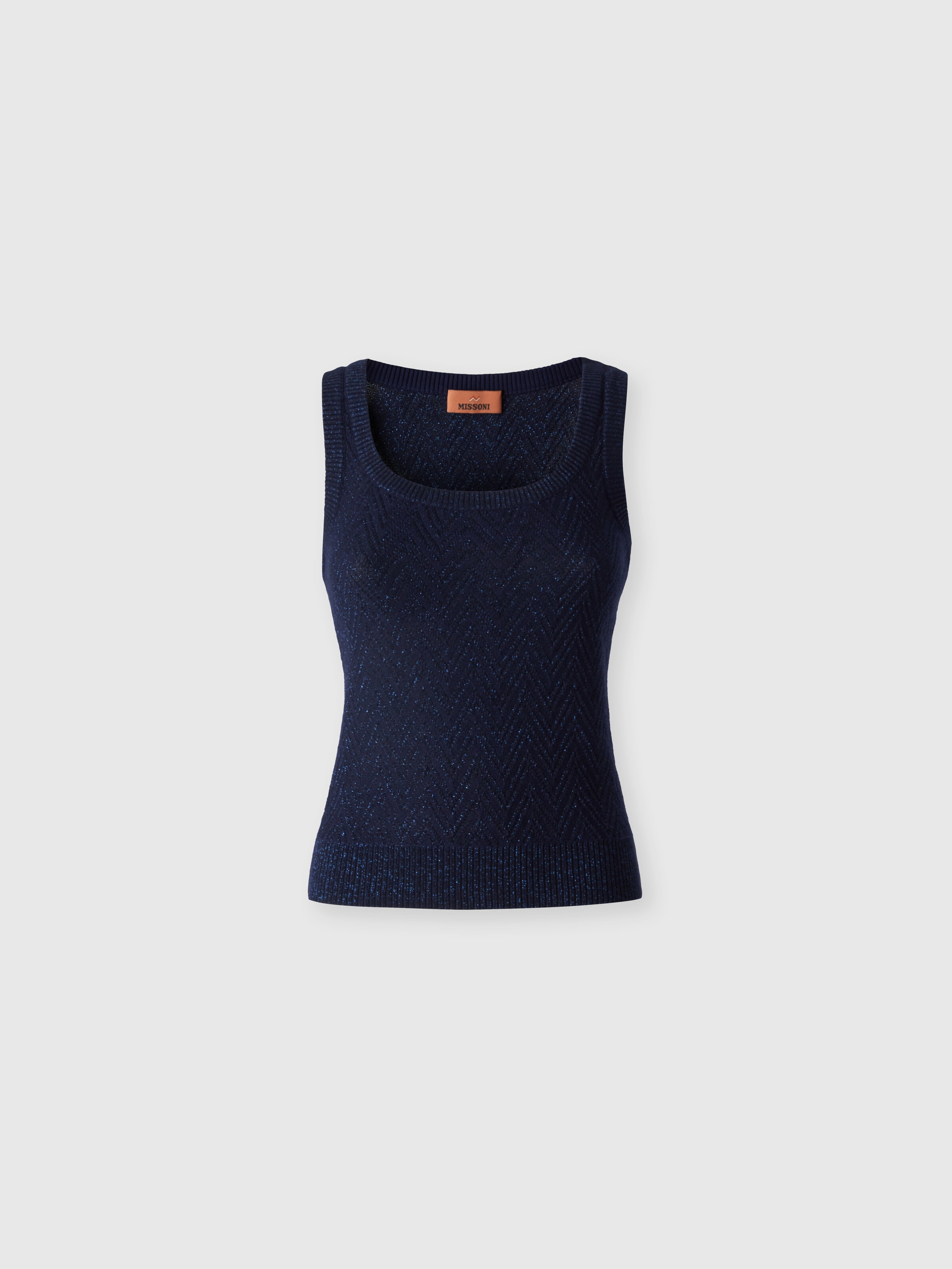 Chevron jacquard tank top, Blue - 0