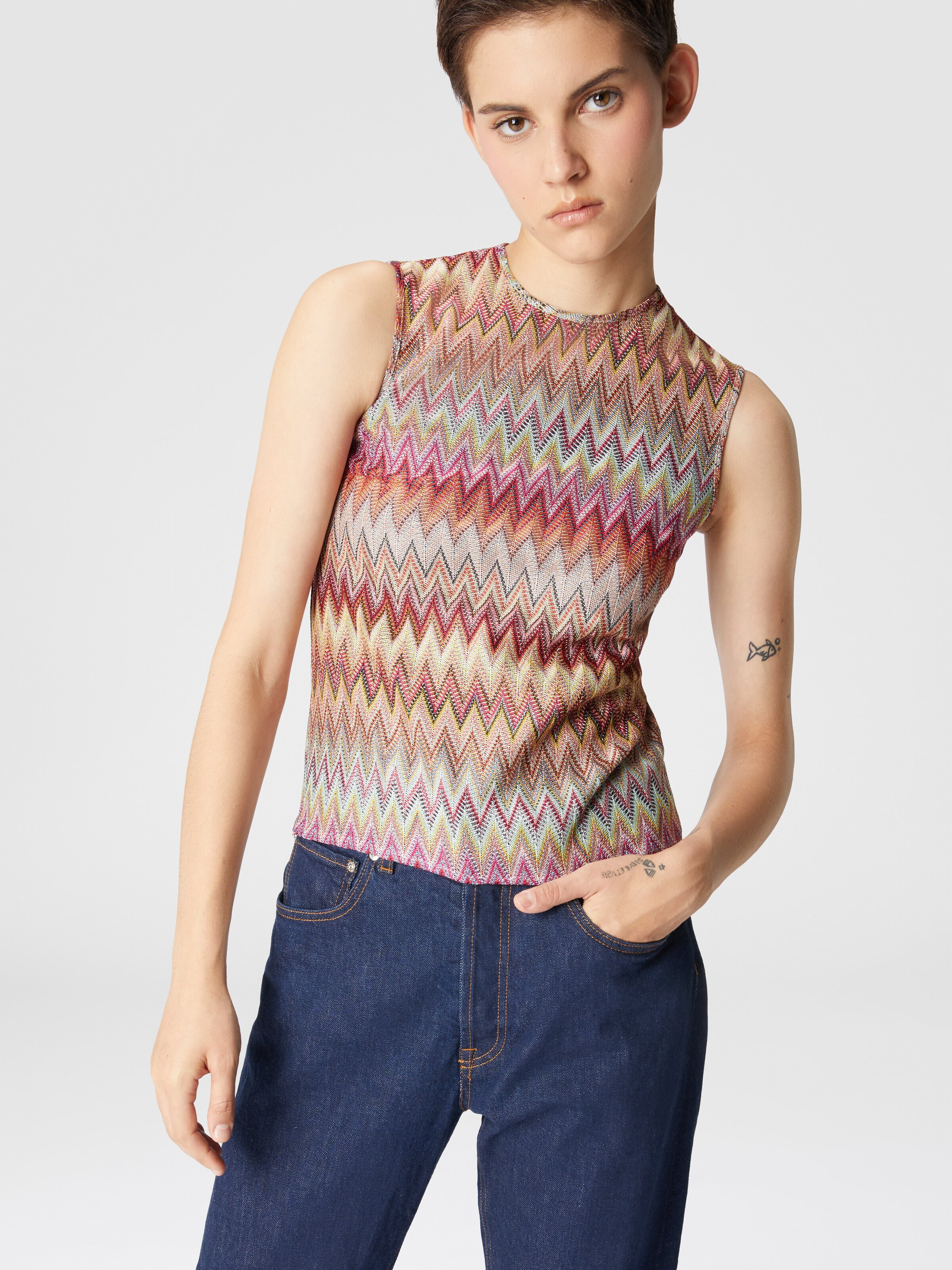Rollkragen-Stricktop aus Spitze, Mehrfarbig  - 3