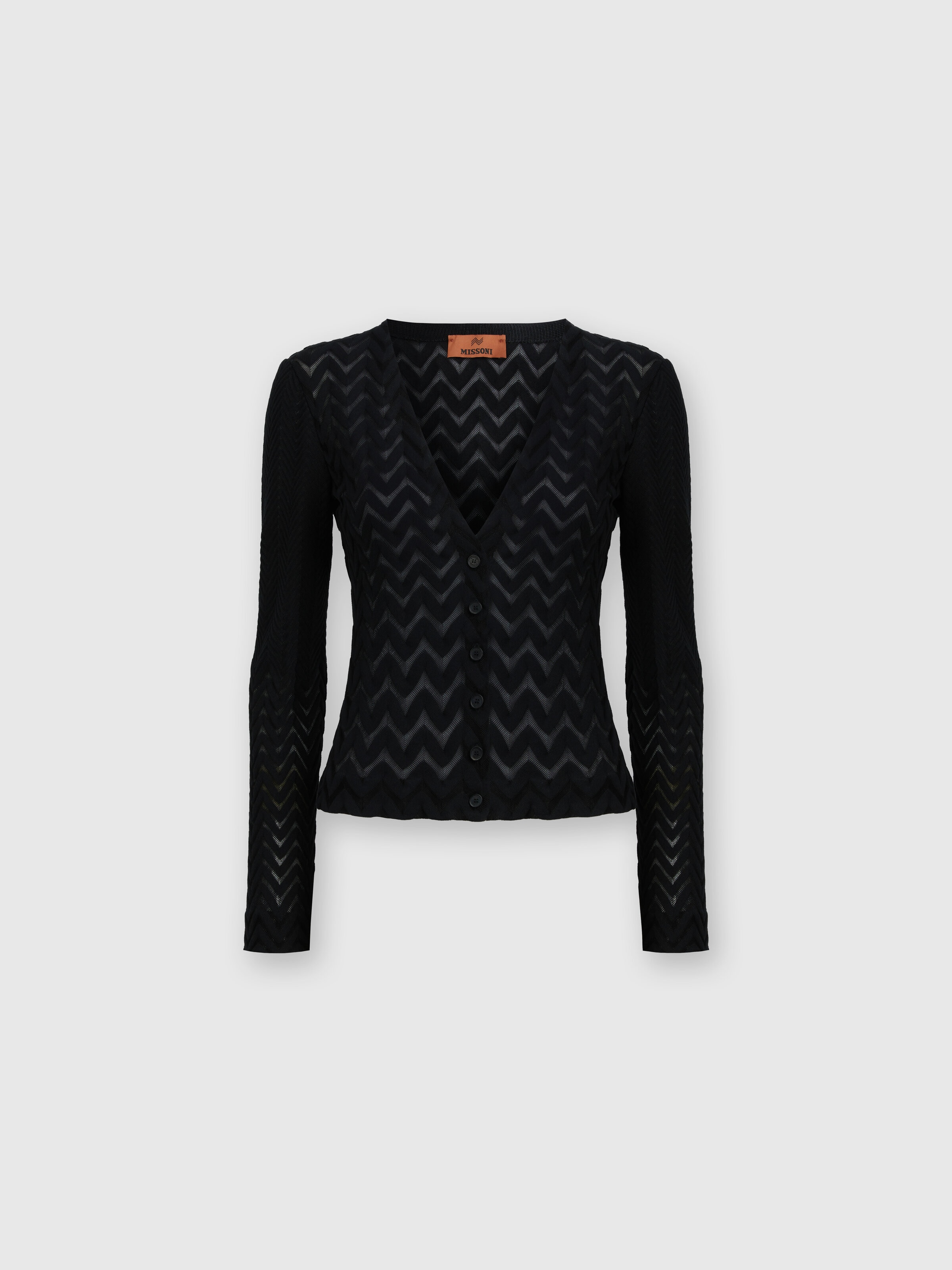 Chevron cardigan see-through effect Black | Missoni