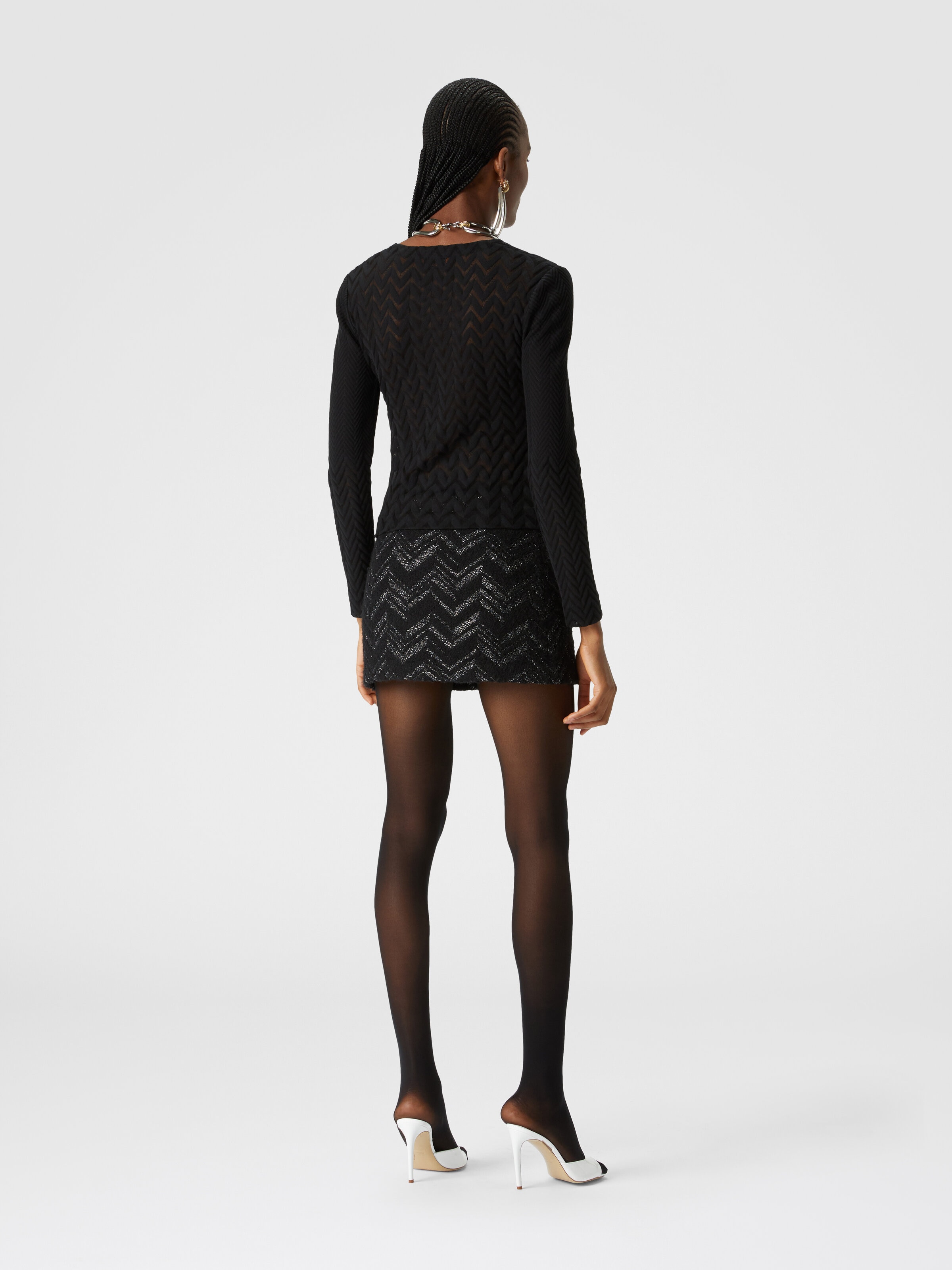 Chevron cardigan see-through effect Black | Missoni