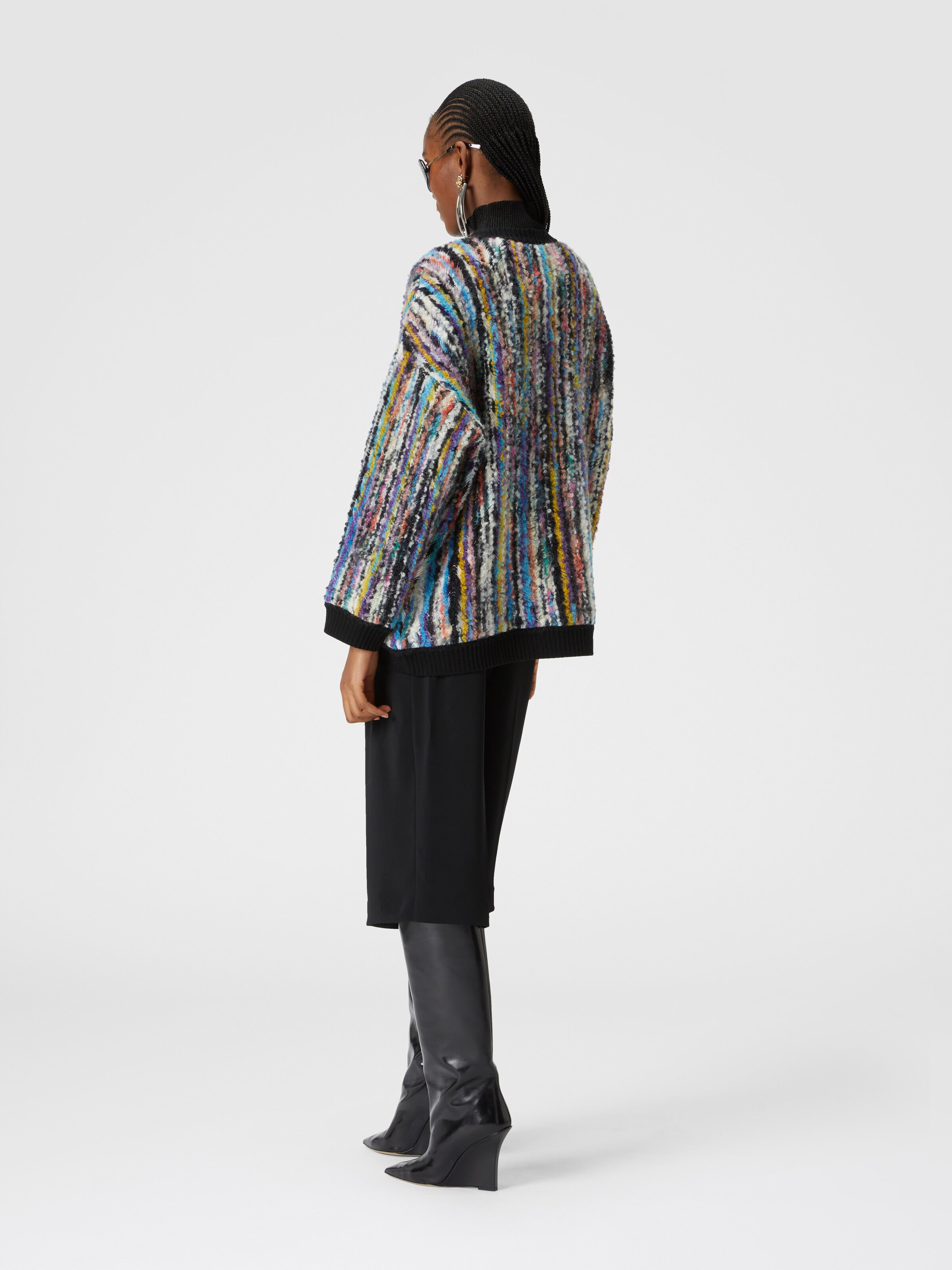 Oversized wool and mohair bouclé cardigan, Black & Multicoloured  - 2