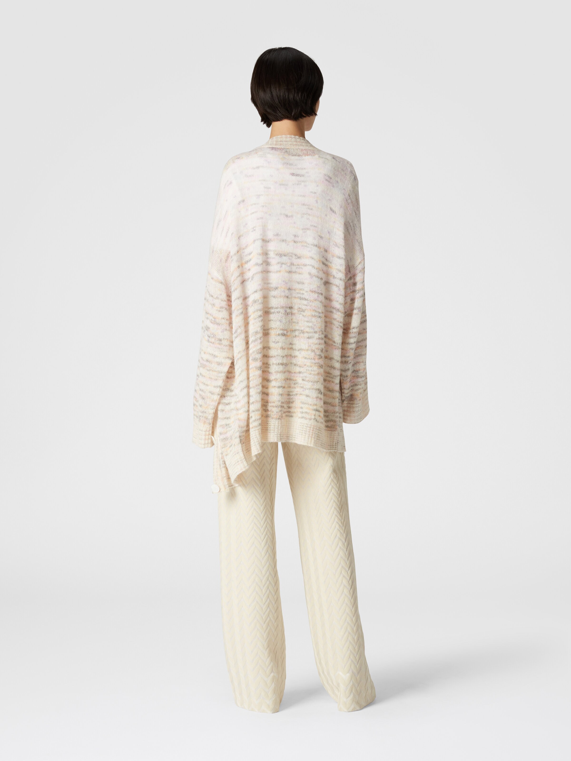 Oversized viscose, alpaca and wool cardigan, Orange & Pink   - 2