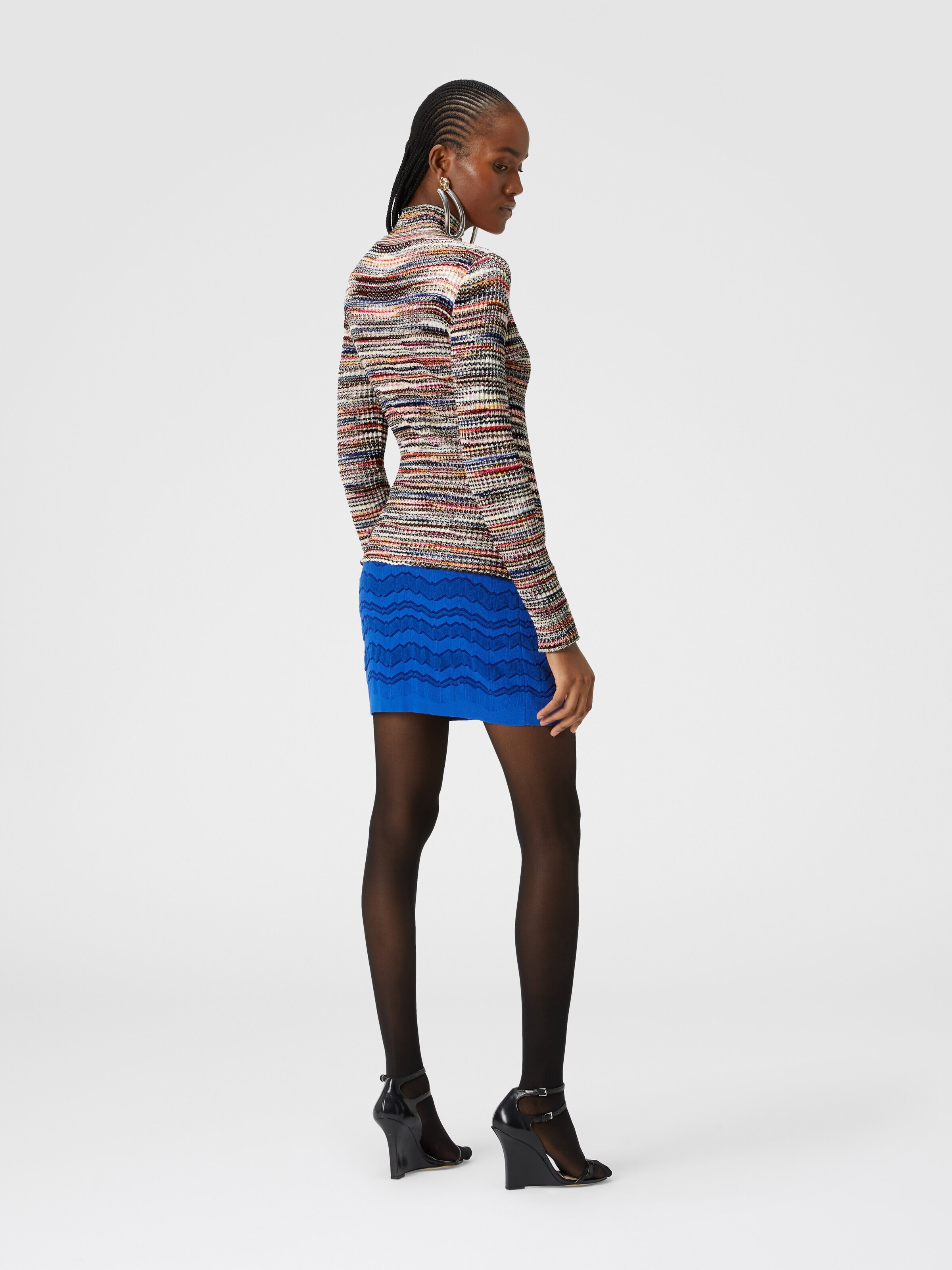 Ribbed viscose and wool slub cardigan, Multicoloured  - 2