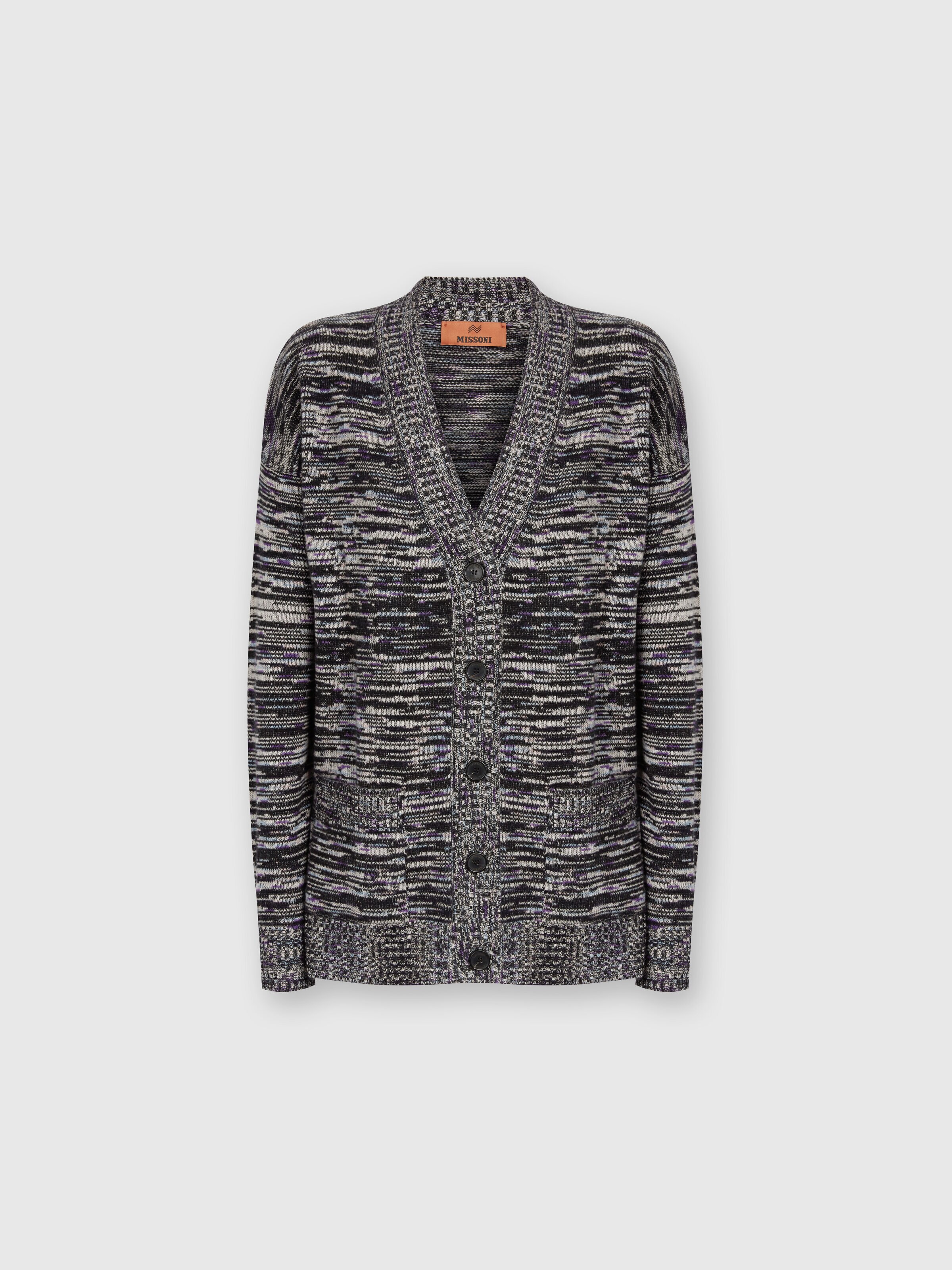 Oversized cashmere mélange cardigan, Black & Multicoloured  - 0
