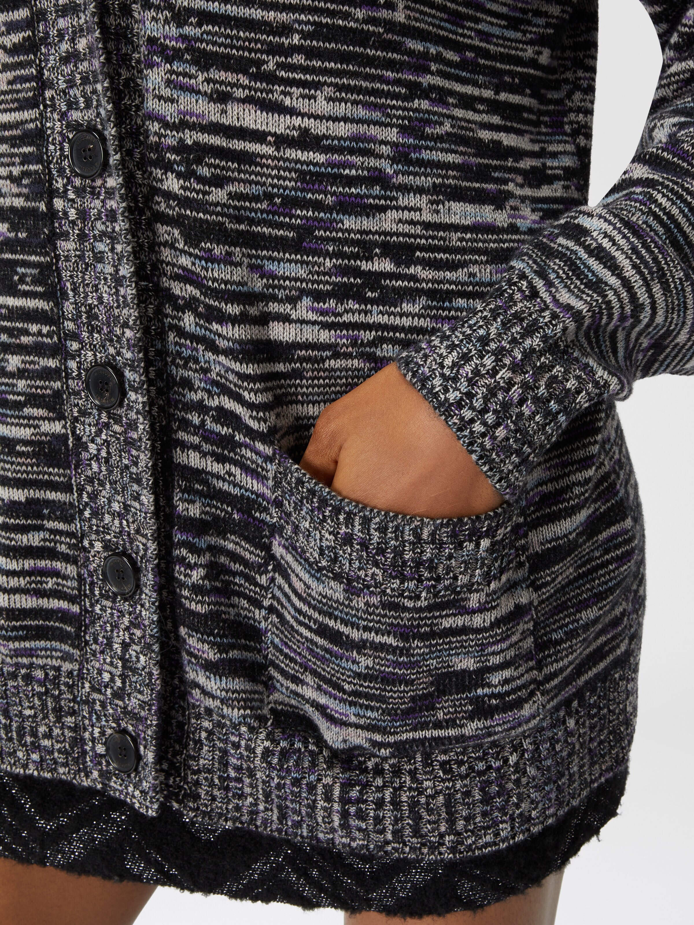 Oversized cashmere mélange cardigan, Black & Multicoloured  - 4