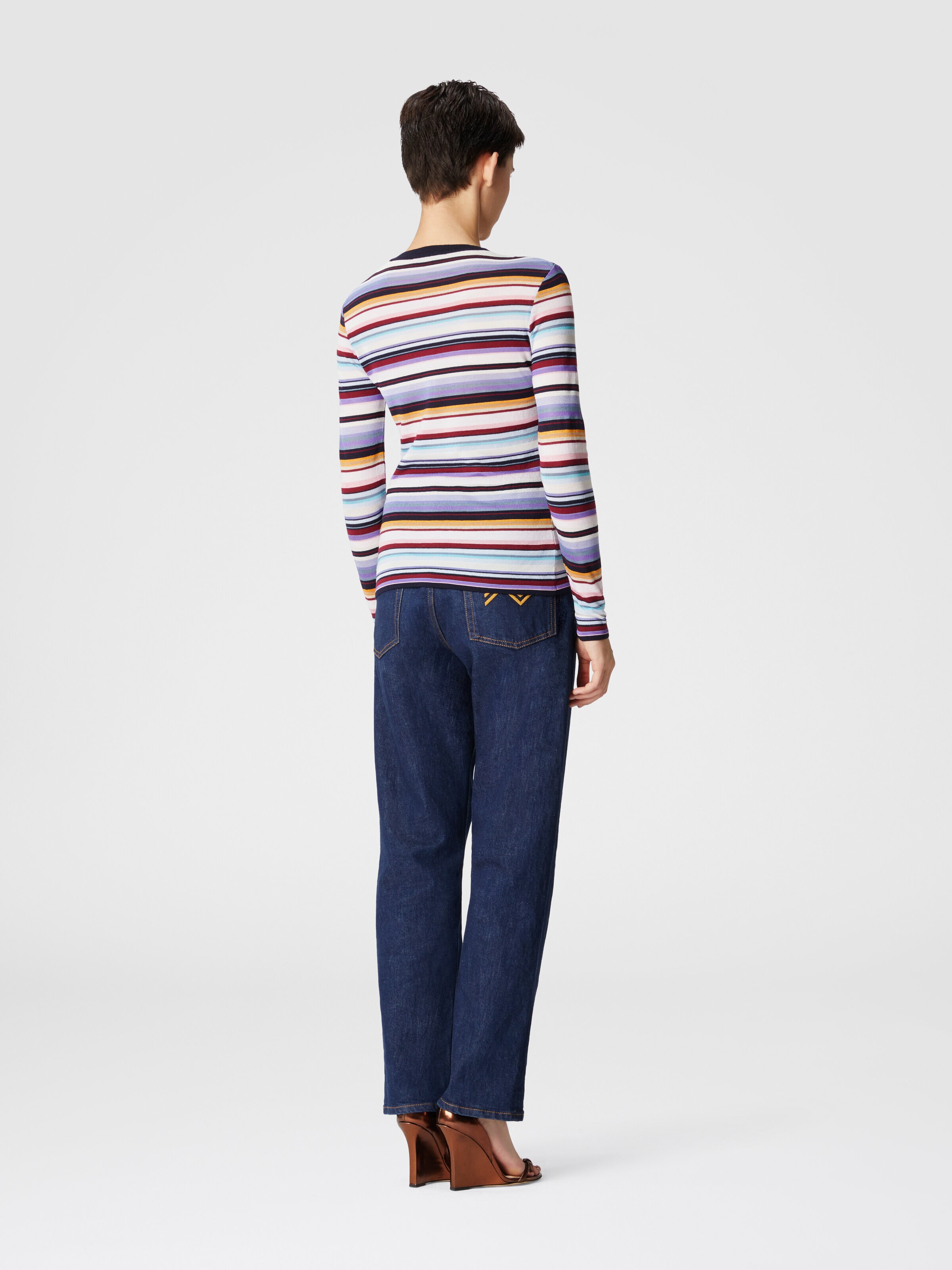 Cardigan rayé en maille de laine et viscose, Multicolore  - 2