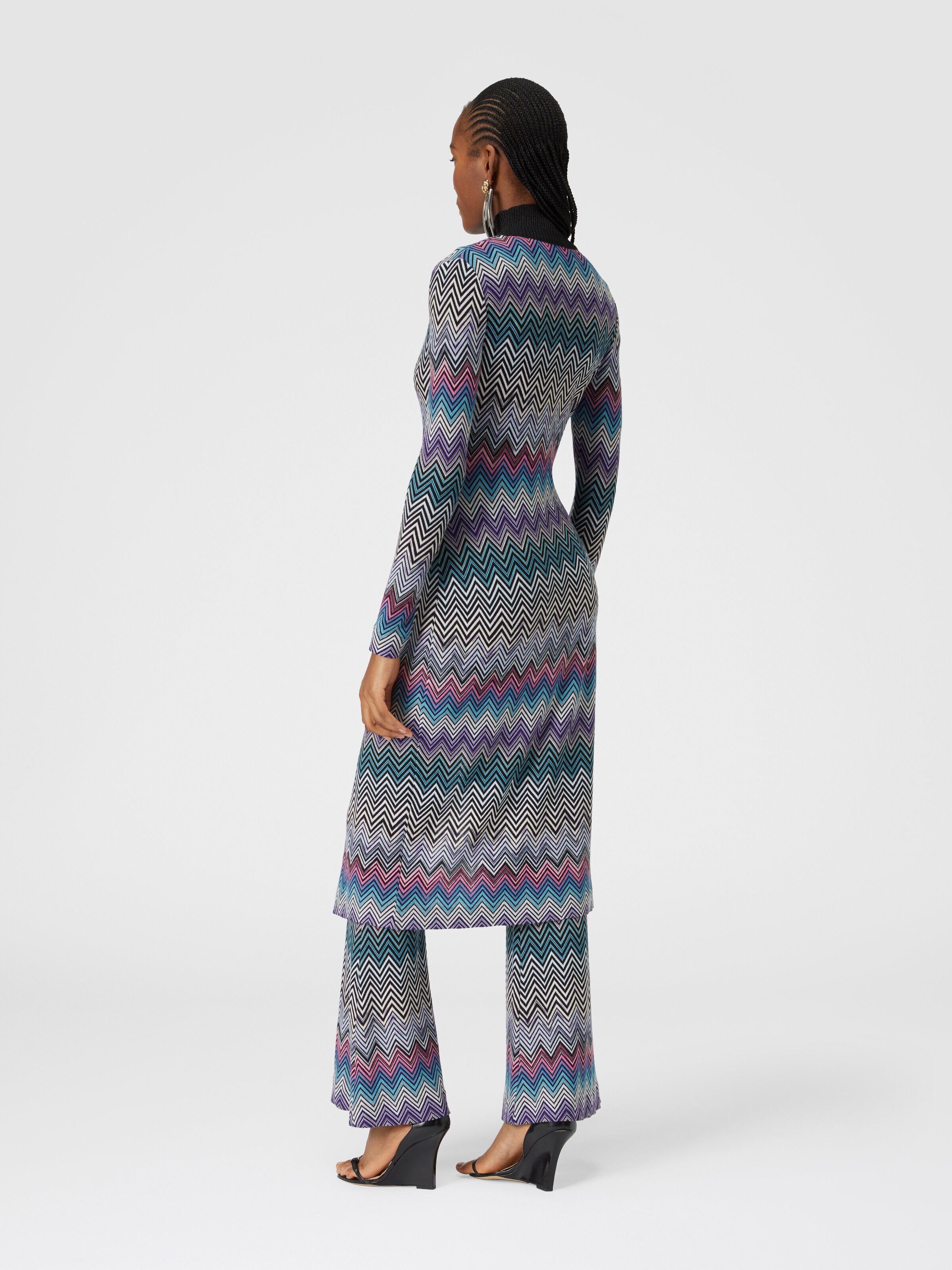 Cardigan long en laine zigzag, Multicolore  - 2