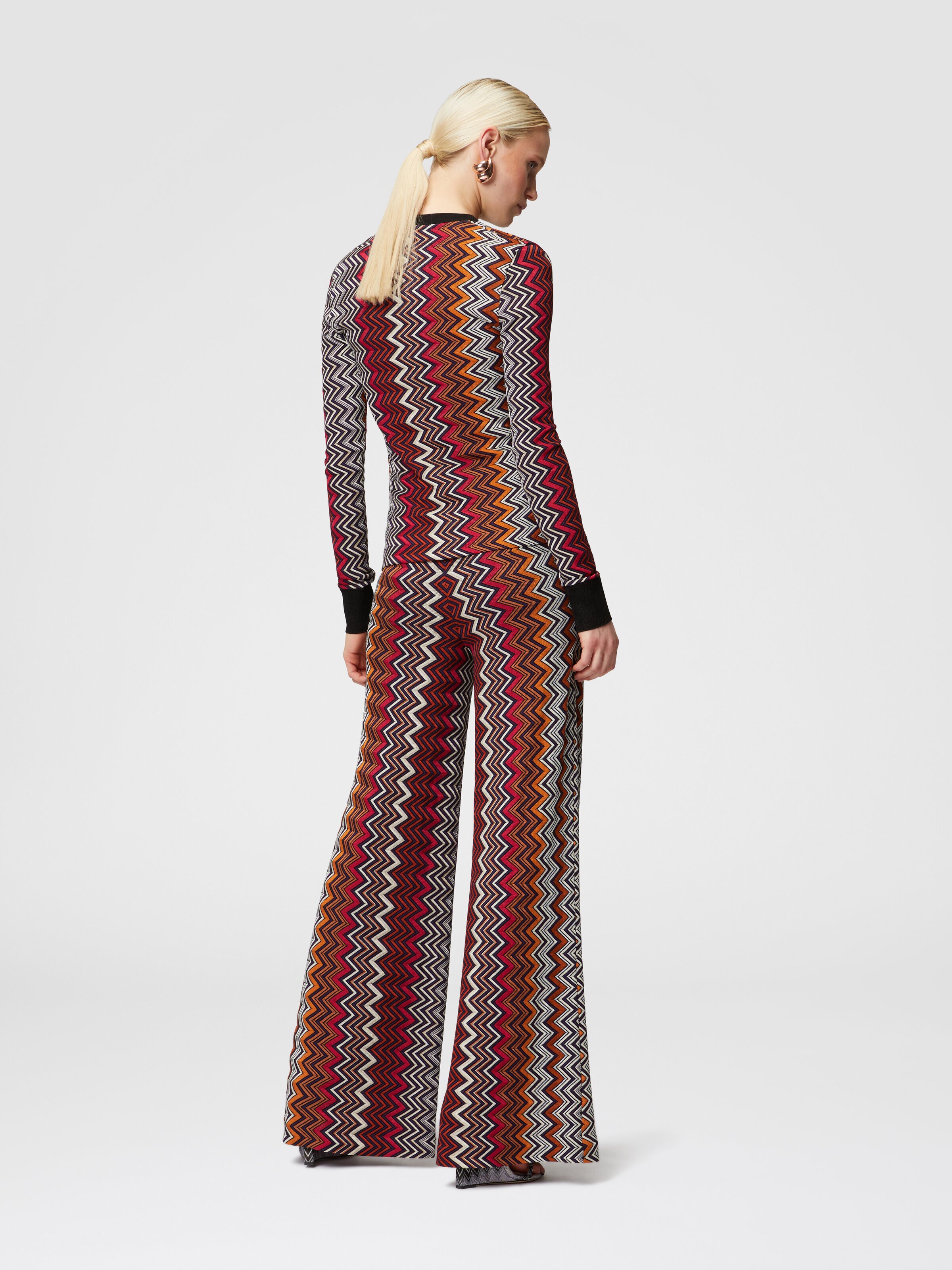 Zigzag viscose and wool cardigan, Multicoloured  - 2