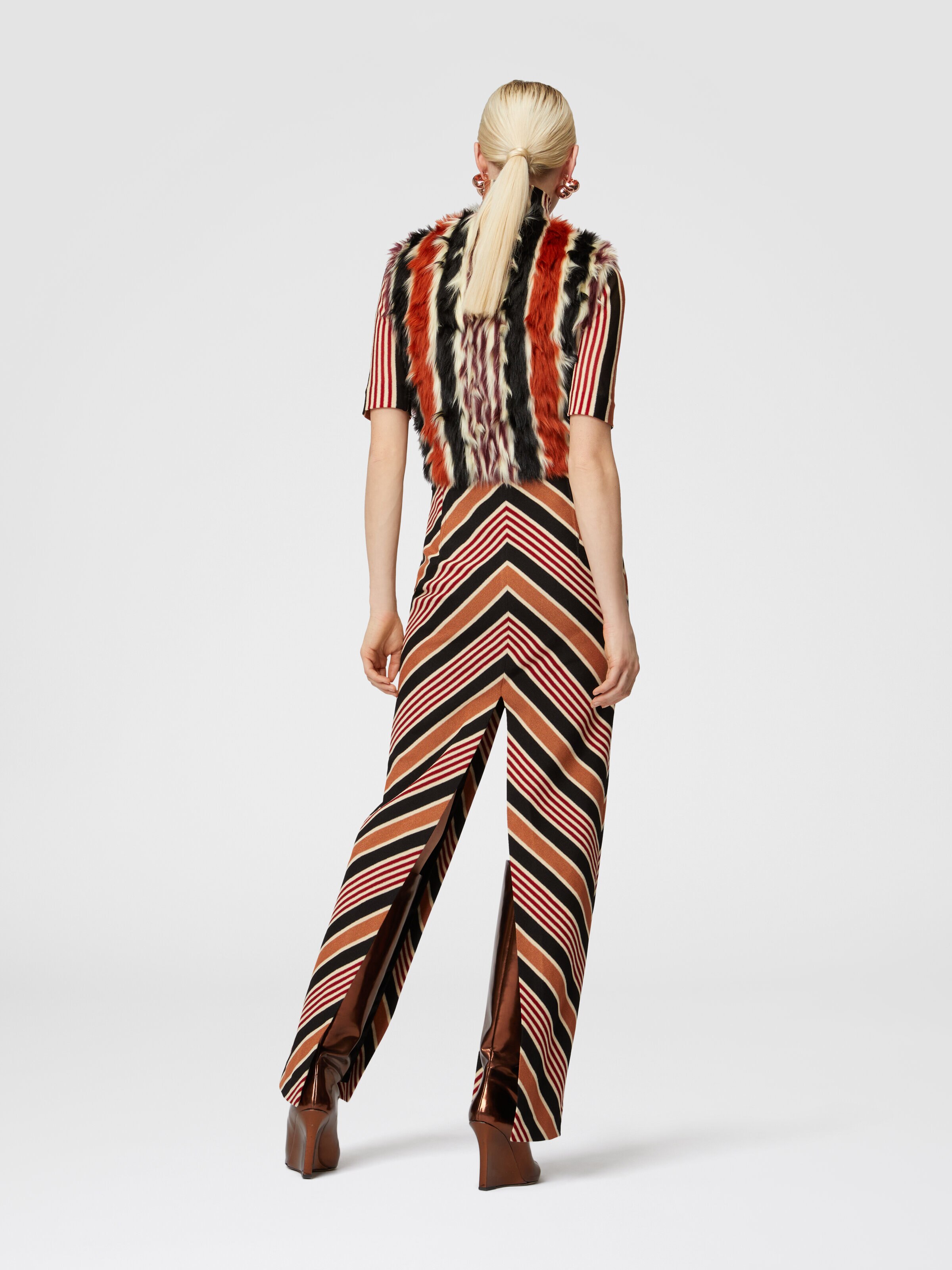 Striped bolero in faux fur, Multicoloured  - 2