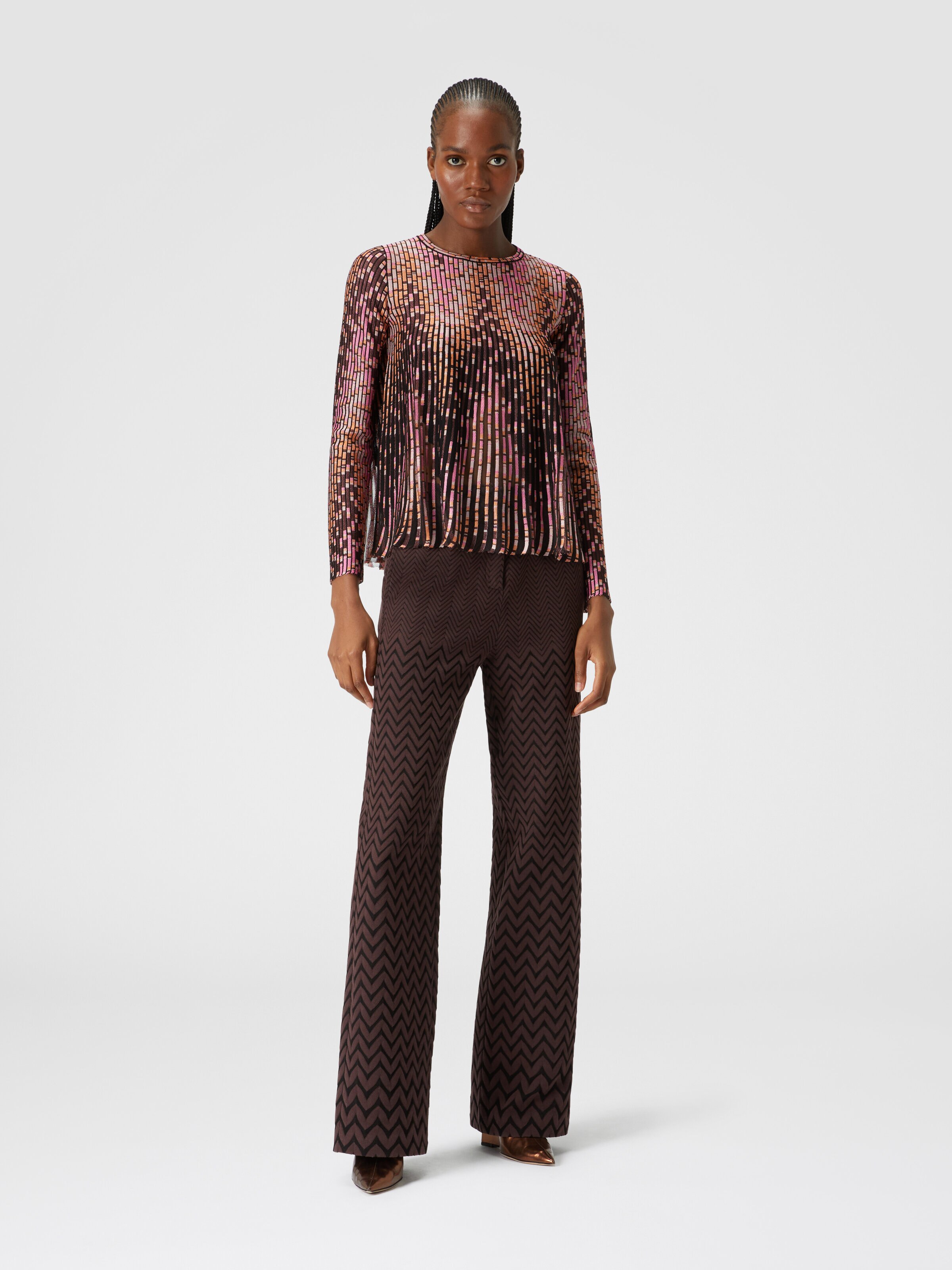 Flared knit with partialized zigzag pattern, Multicoloured  - 1