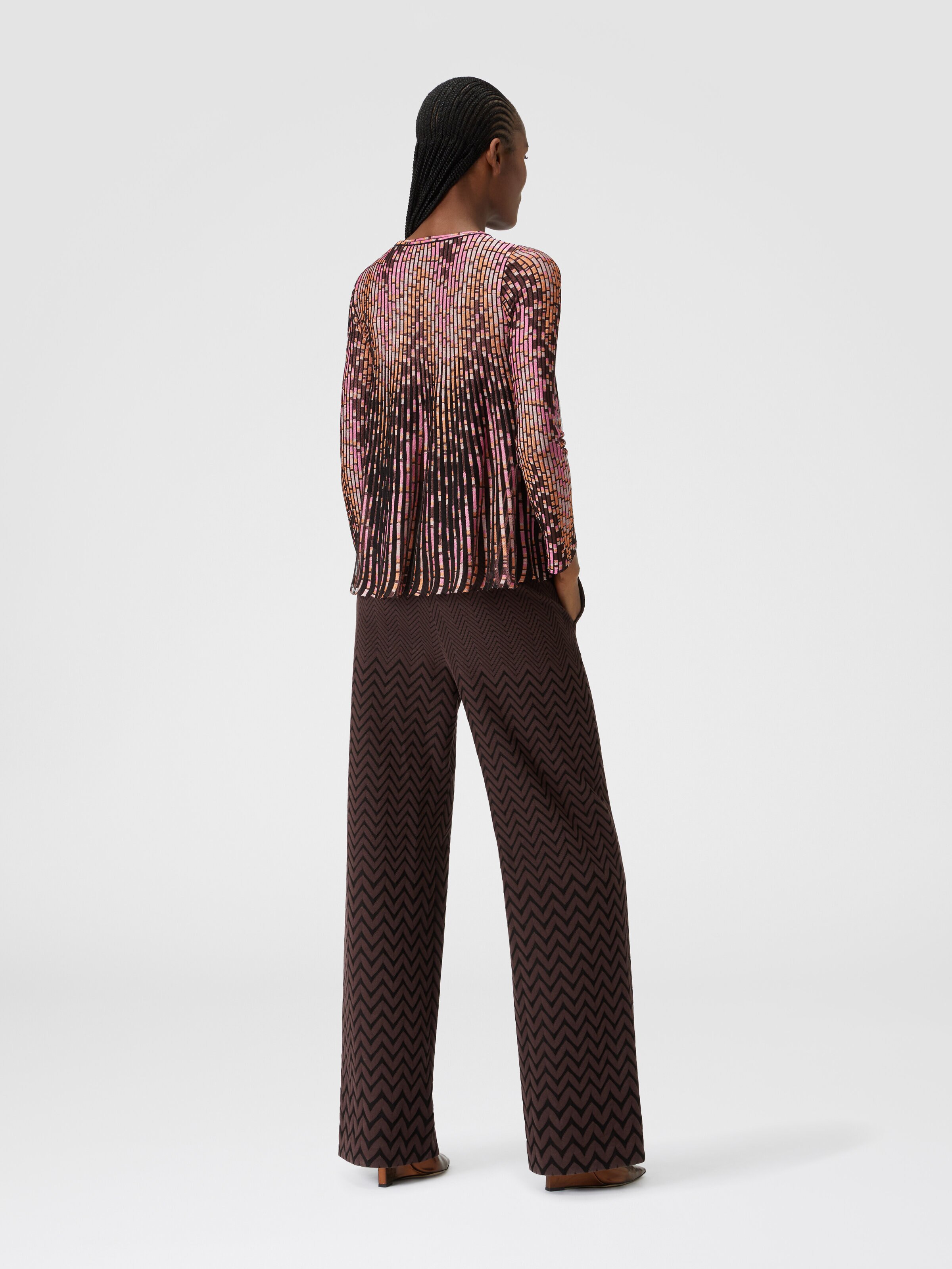 Flared knit with partialized zigzag pattern, Multicoloured  - 2