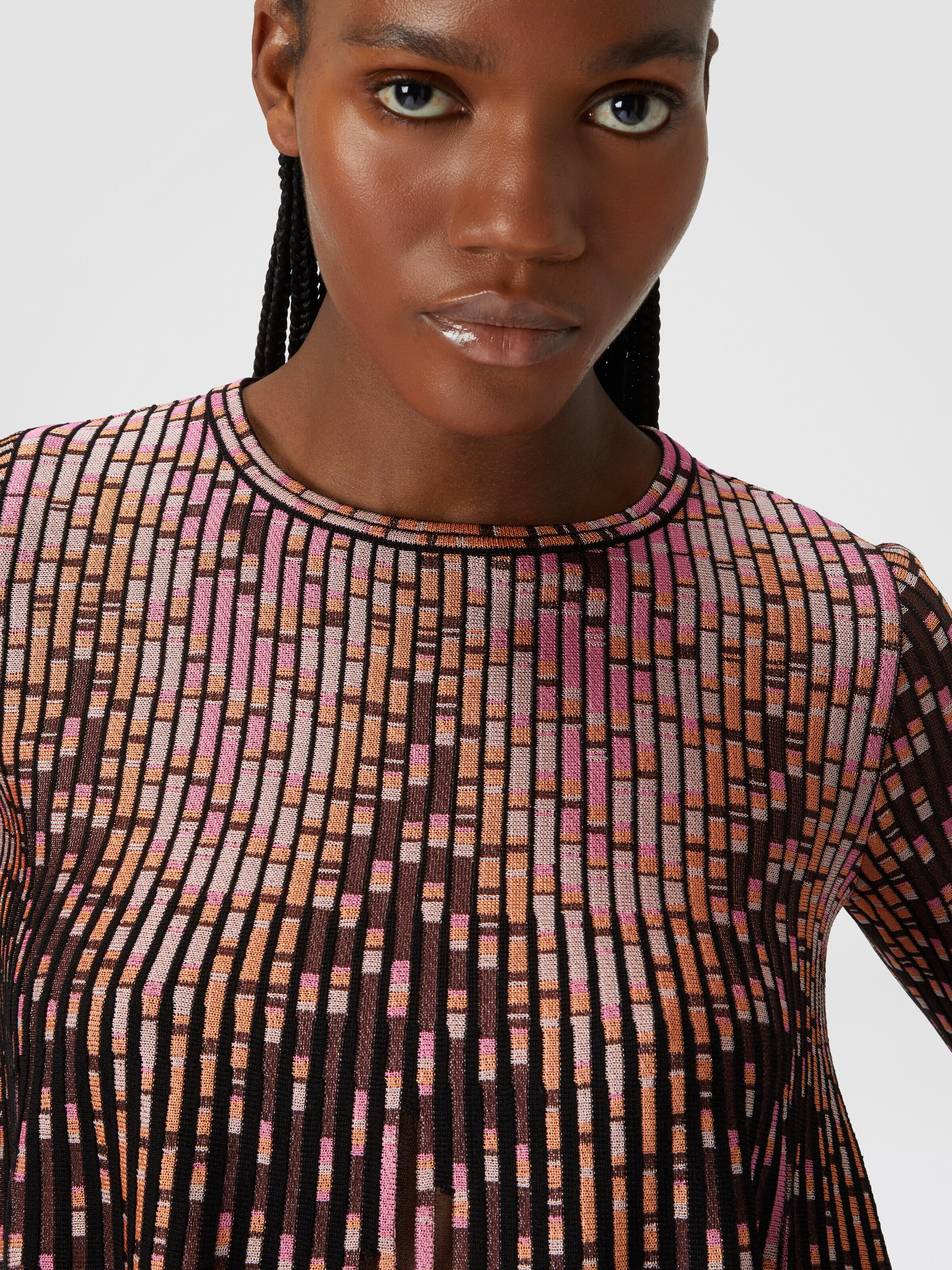 Flared knit with partialized zigzag pattern, Multicoloured  - 4