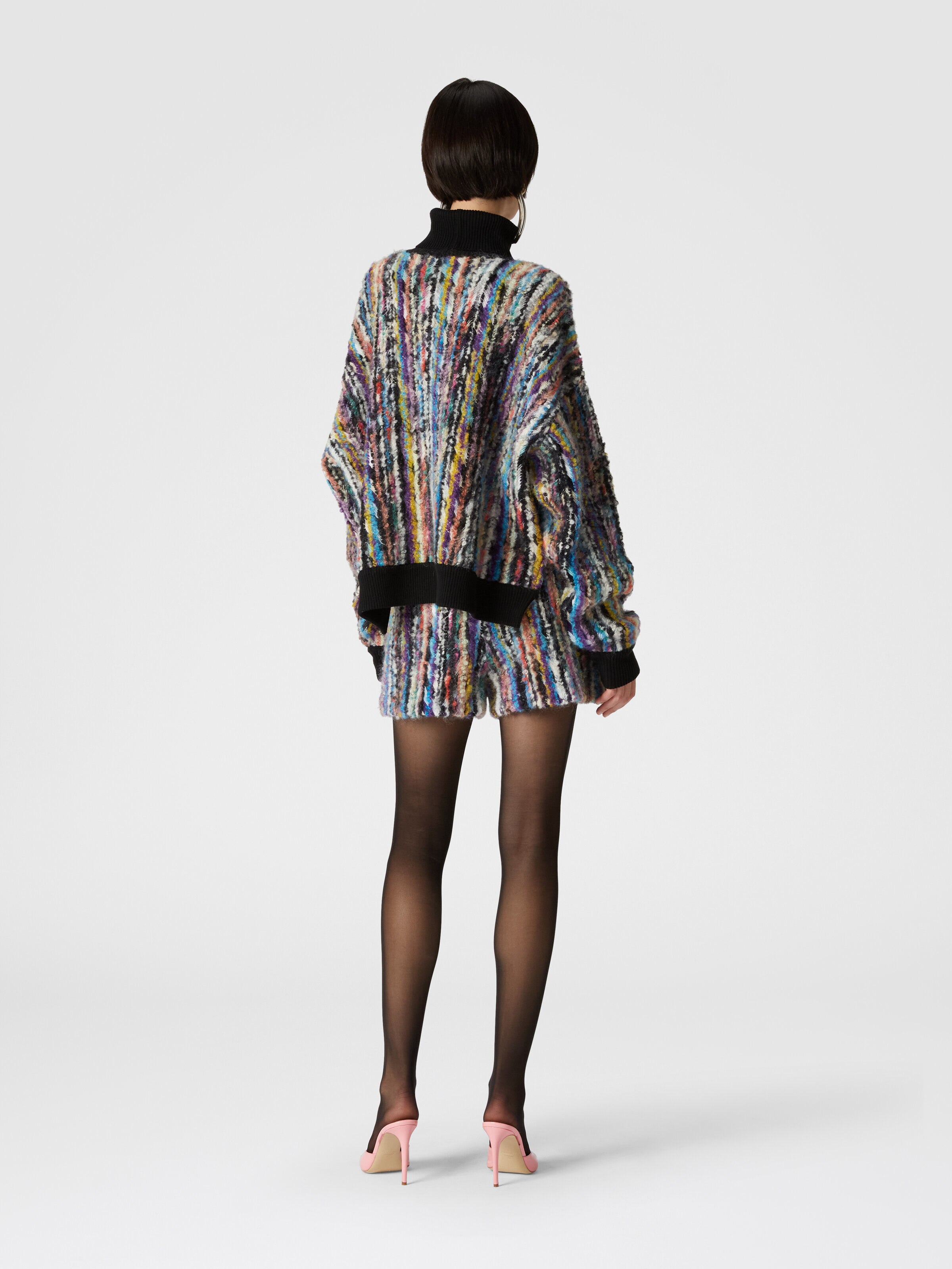 High-neck pullover in wool and bouclé mohair, Black & Multicoloured  - 2