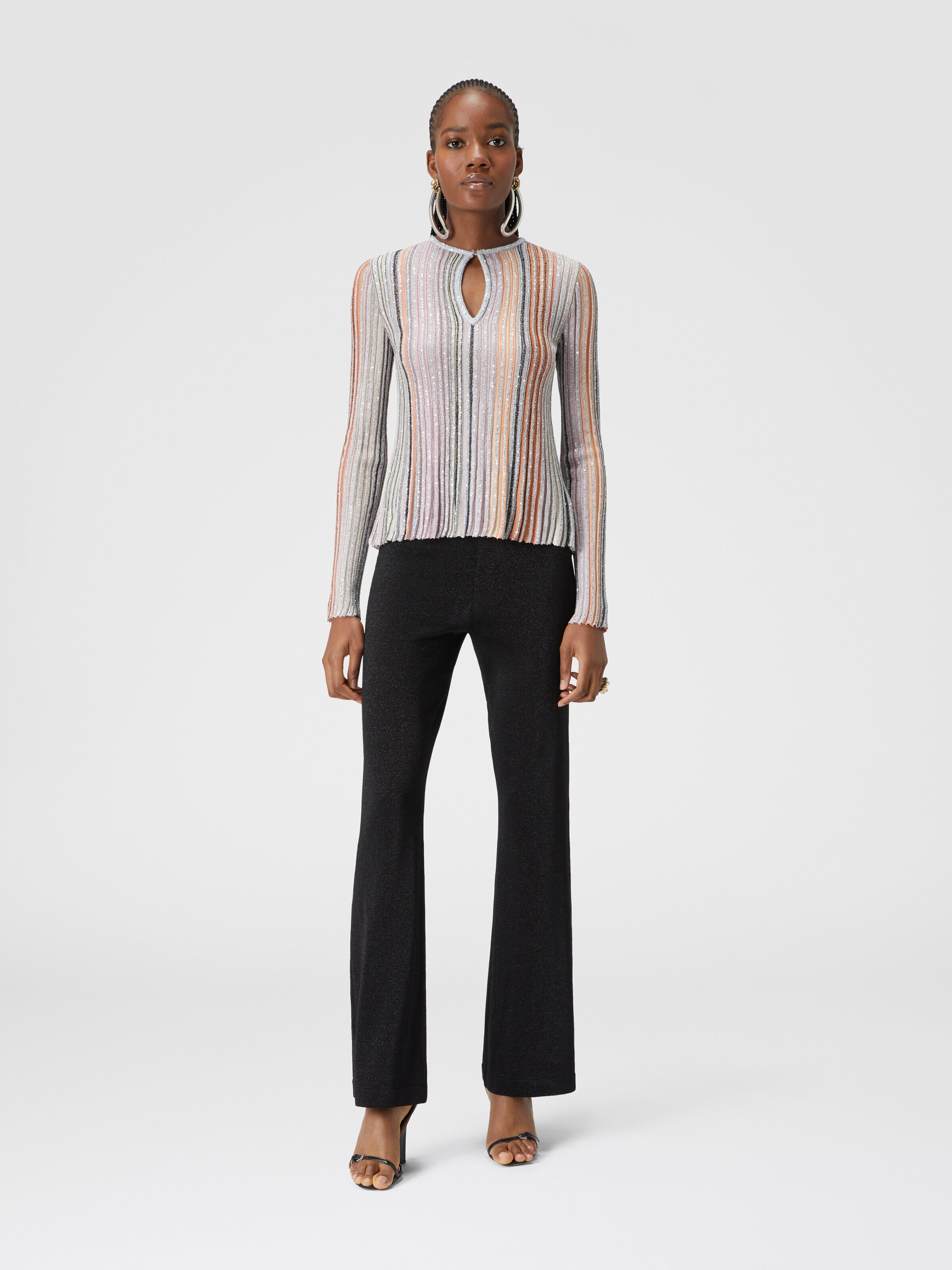 Partialized ribbed sweater with sequins, Multicoloured  - 1