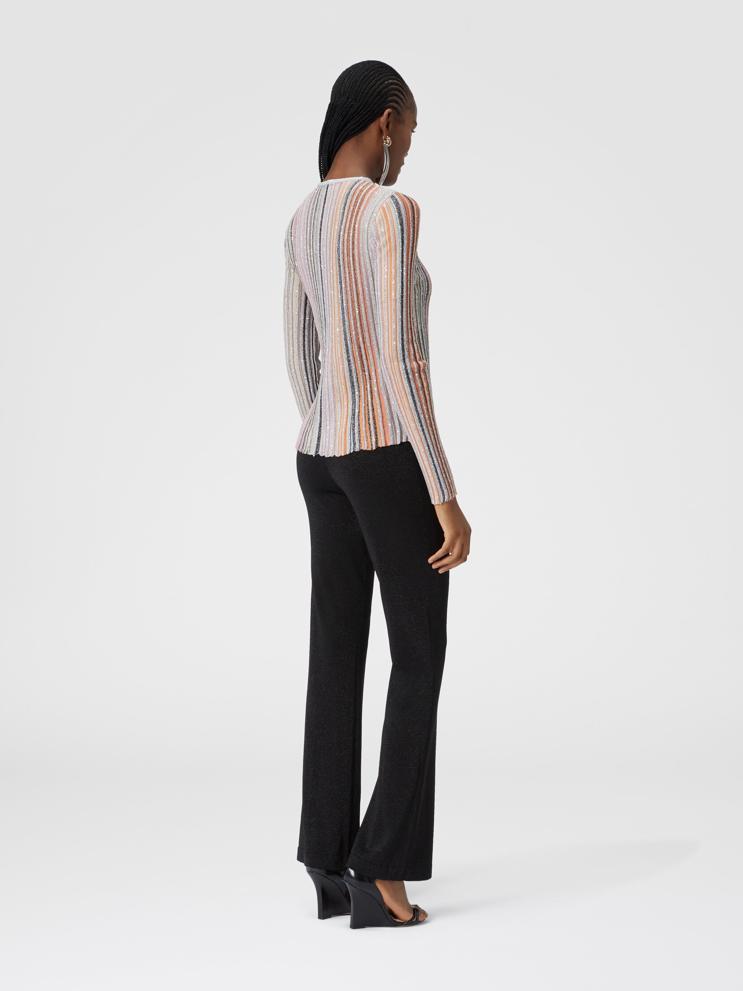 Partialized ribbed sweater with sequins, Multicoloured  - 2