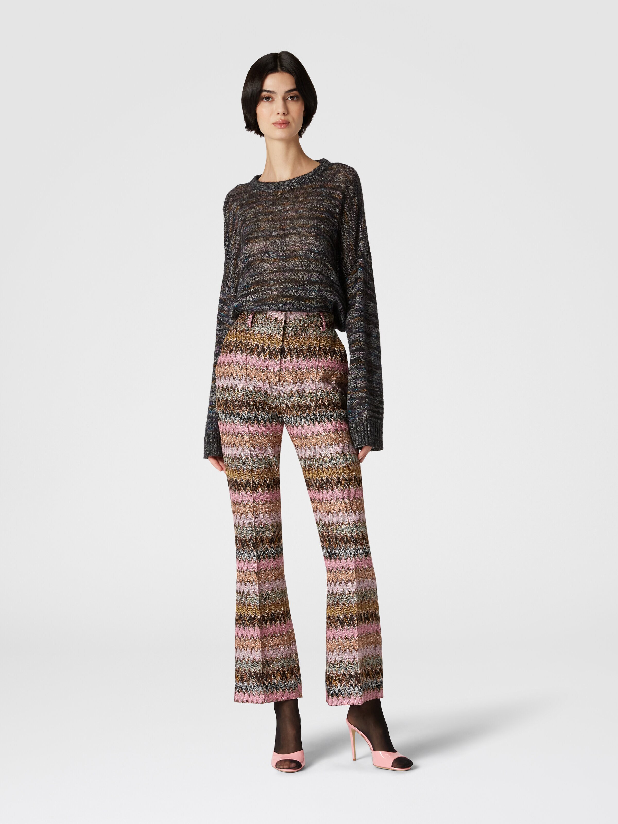 Crewneck pullover in viscose, alpaca and wool, Multicoloured  - 1