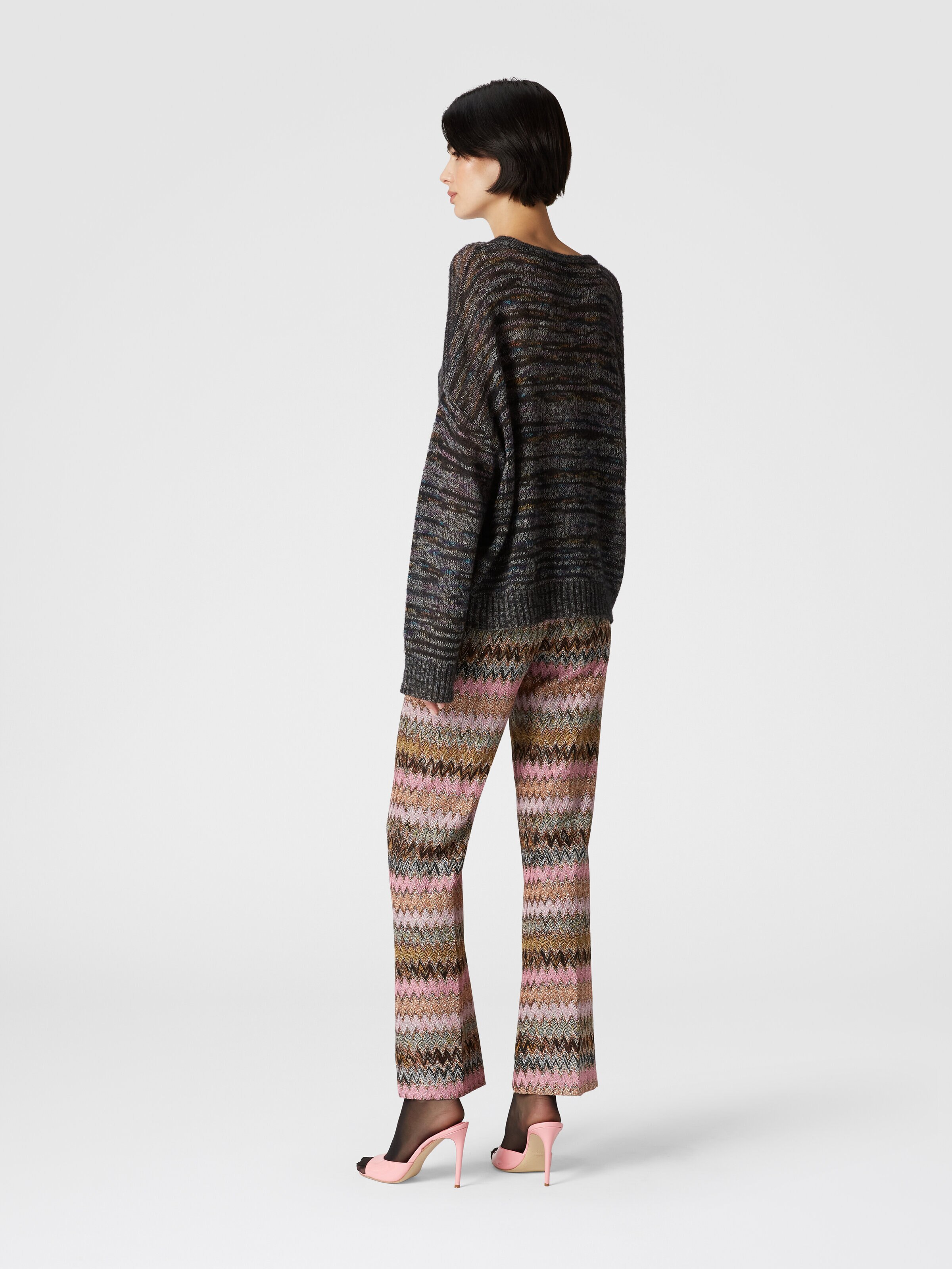 Crewneck pullover in viscose, alpaca and wool, Multicoloured  - 2