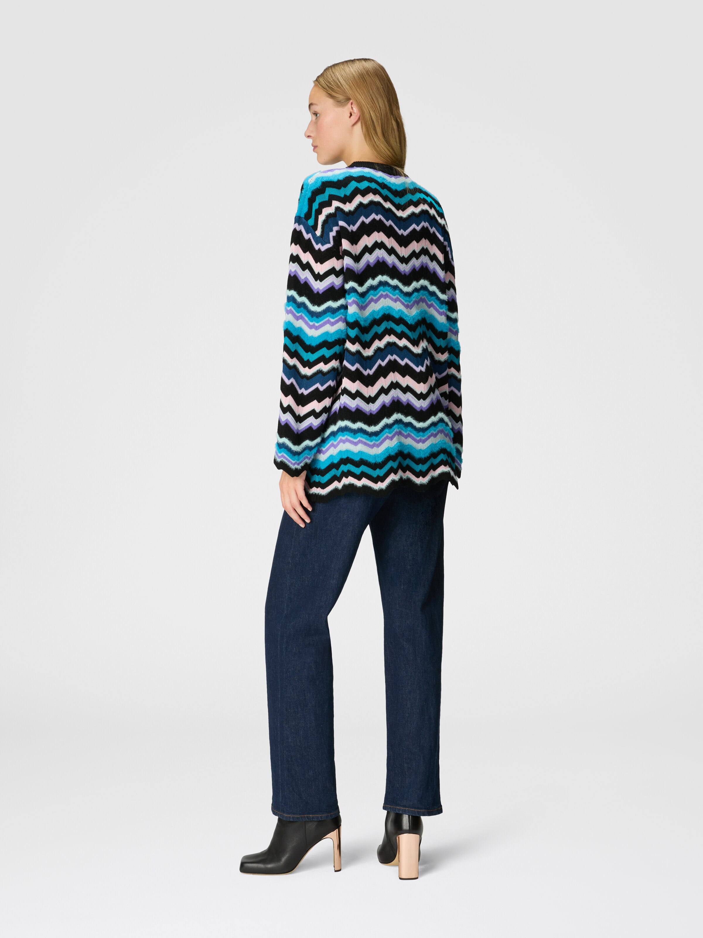 Crewneck pullover with Greek zigzag motif, Multicoloured  - 2