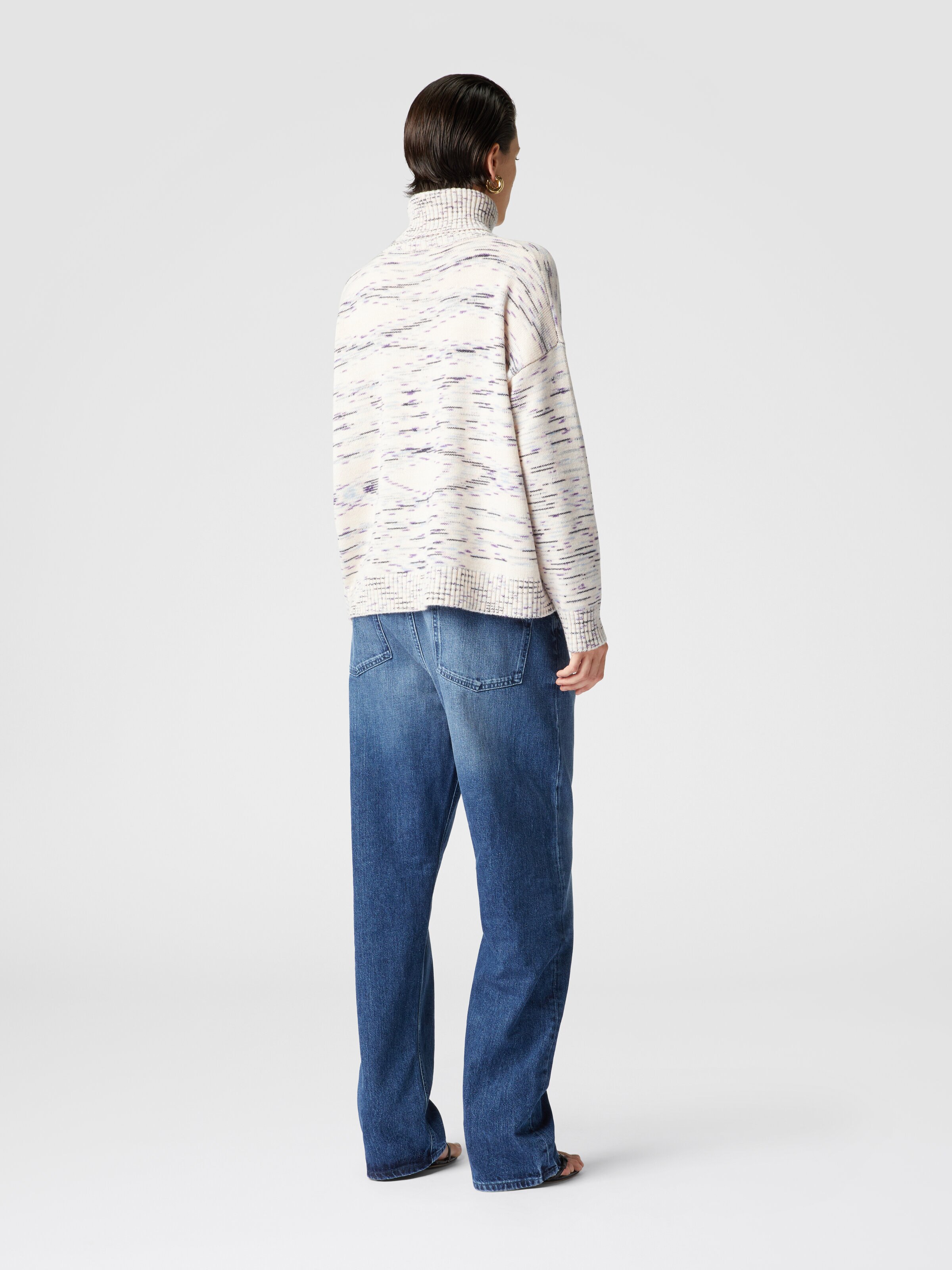 Heathered cashmere turtleneck pullover, White & Multicoloured   - 2