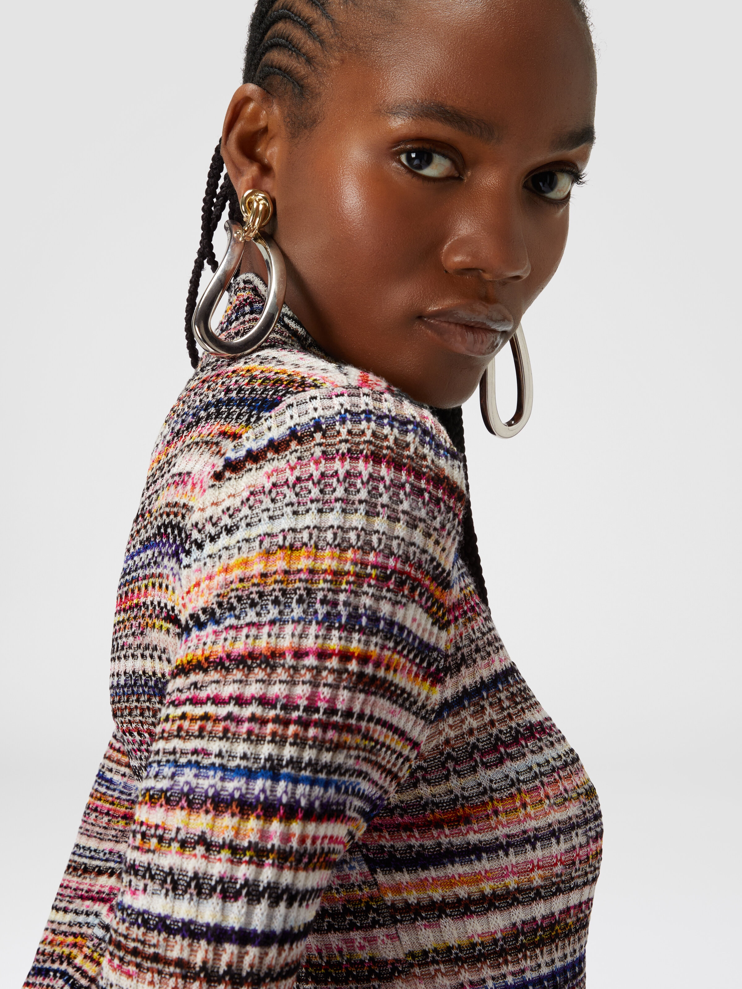 Viscose and ribbed wool turtleneck, Multicoloured  - 4