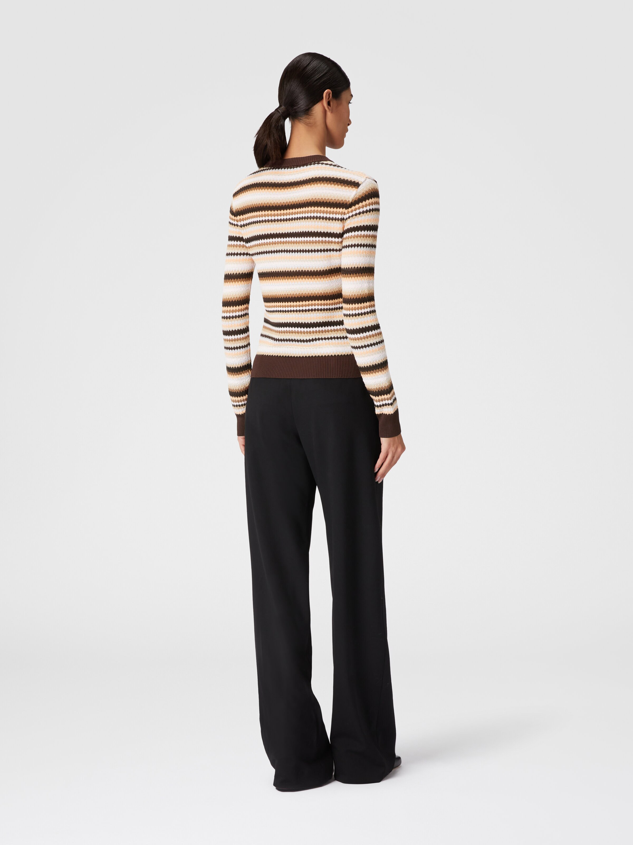 Striped wool and viscose crewneck pullover, Multicoloured  - 2